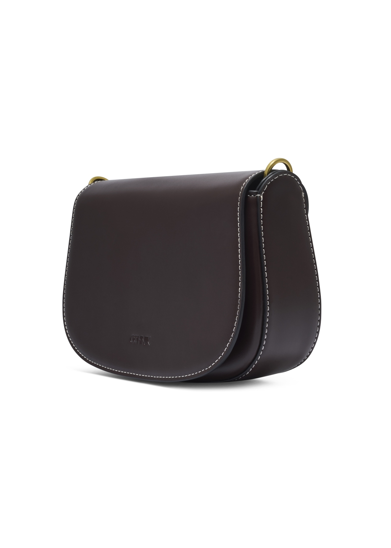 Brown women's handbag with stitching TOREC-1380-1H(Z26), diagonal product view on a white background.