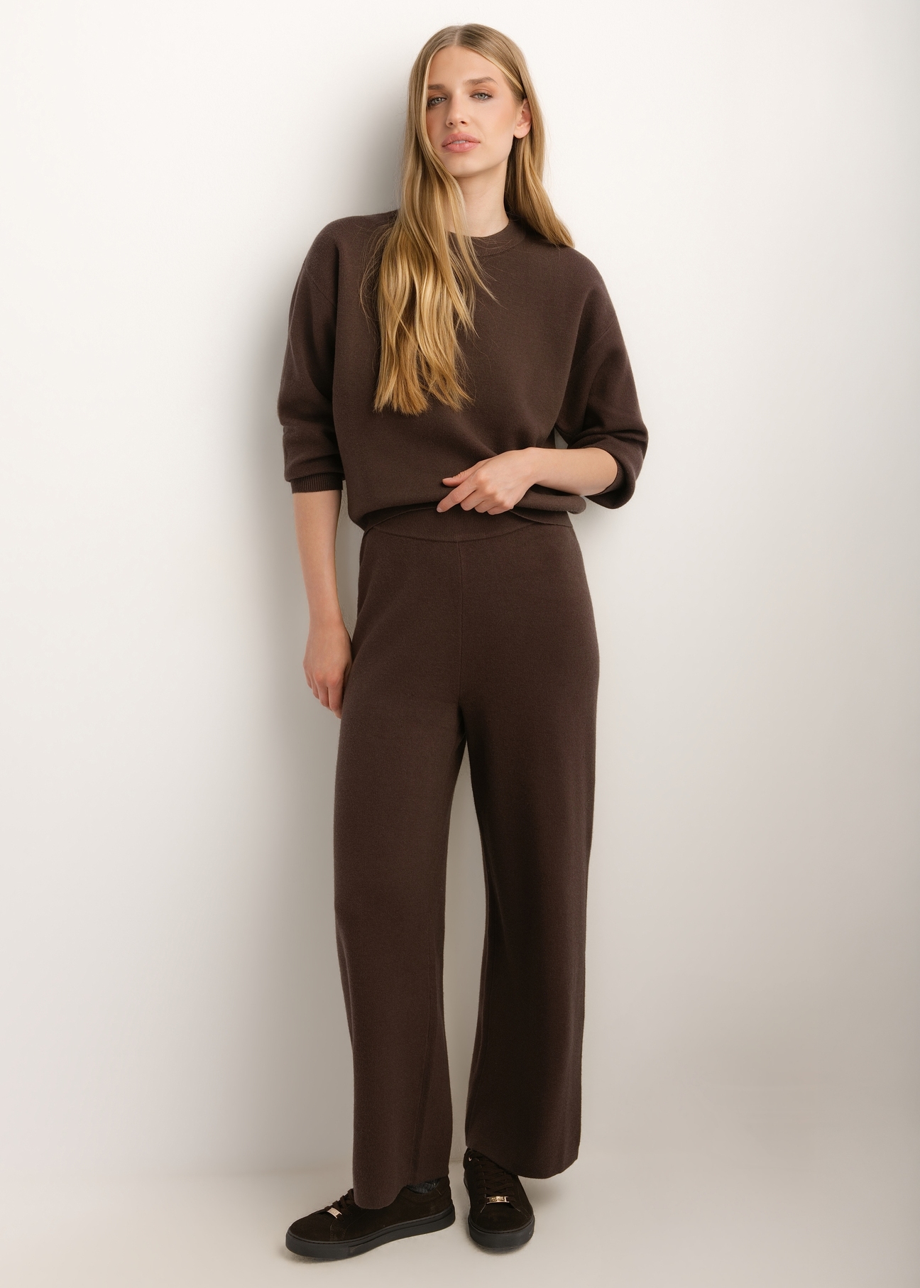 Dark brown women's viscose sweatshirt BLZDT-0117-1I(Z26)