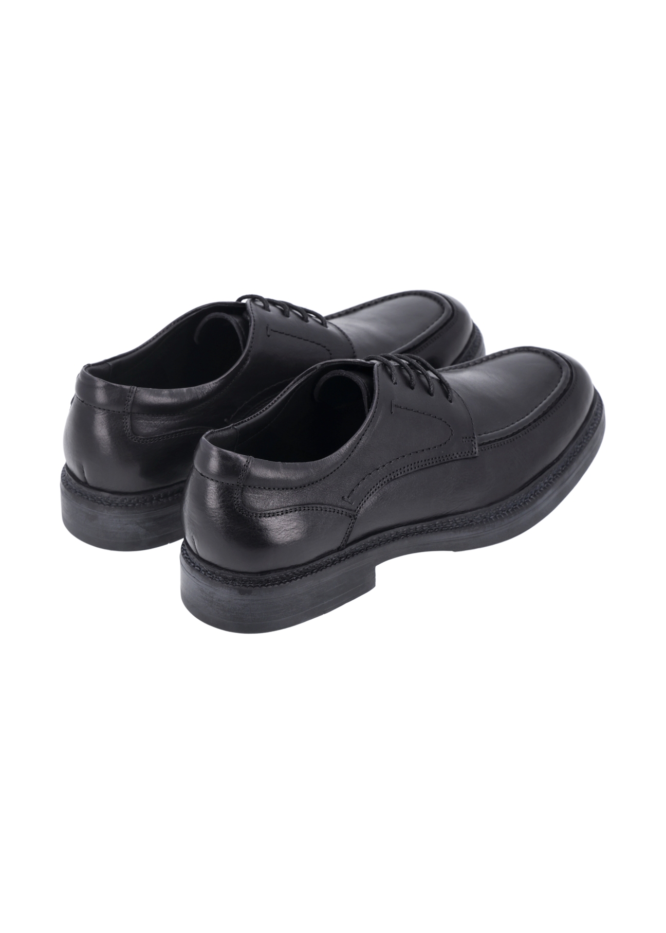 Men's black leather shoes BUTYM-0565-99(Z26), product view from the back on a white background.