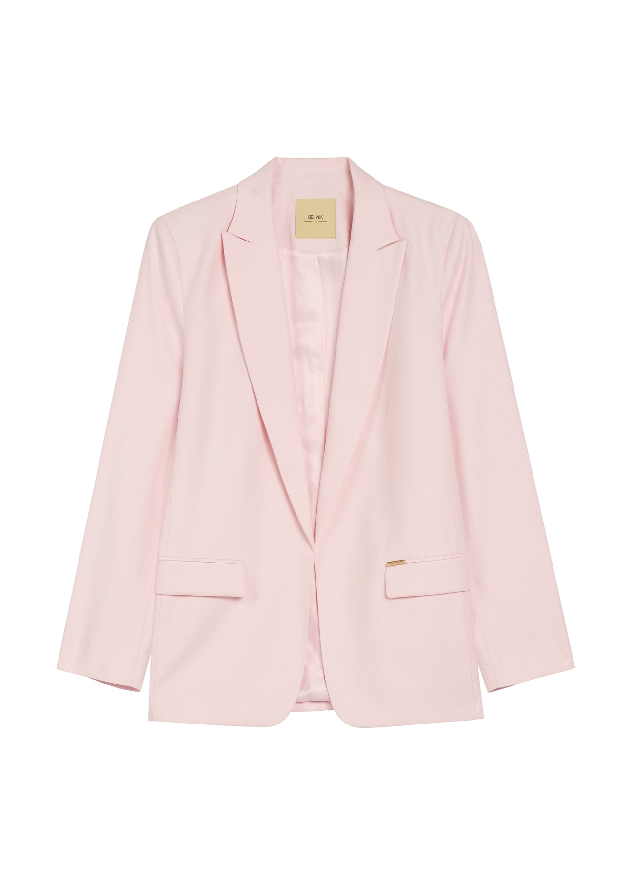 Women's pink blazer ZAKDT-0031A-5A(W26), front product view on white background.
