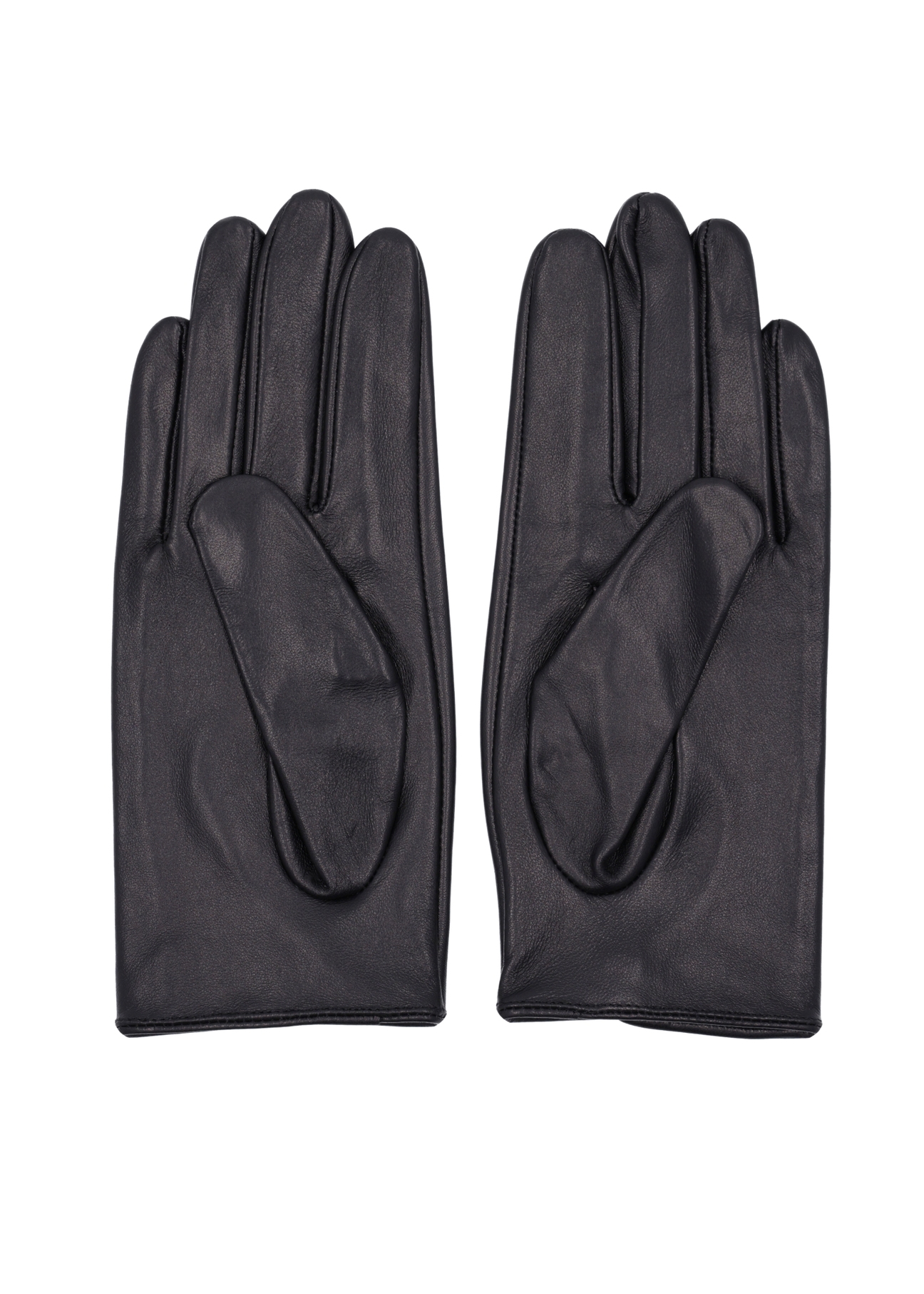 Black women's leather gloves REKDS-0113-99(Z26) - product view from above, on a white background.