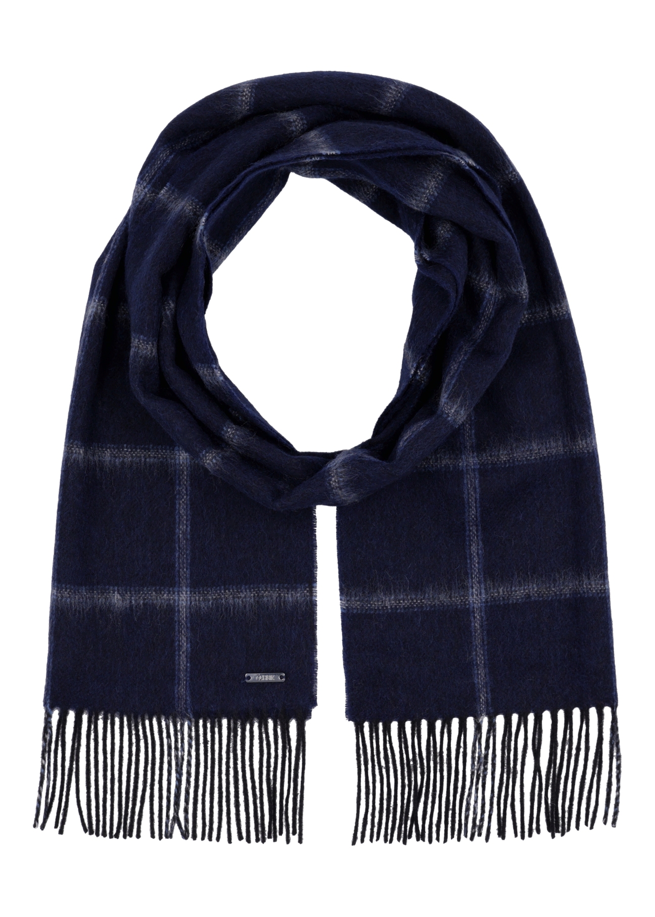 Men's woolen checkered scarf SZAMT-0087-9J(Z26), front product view on white background.