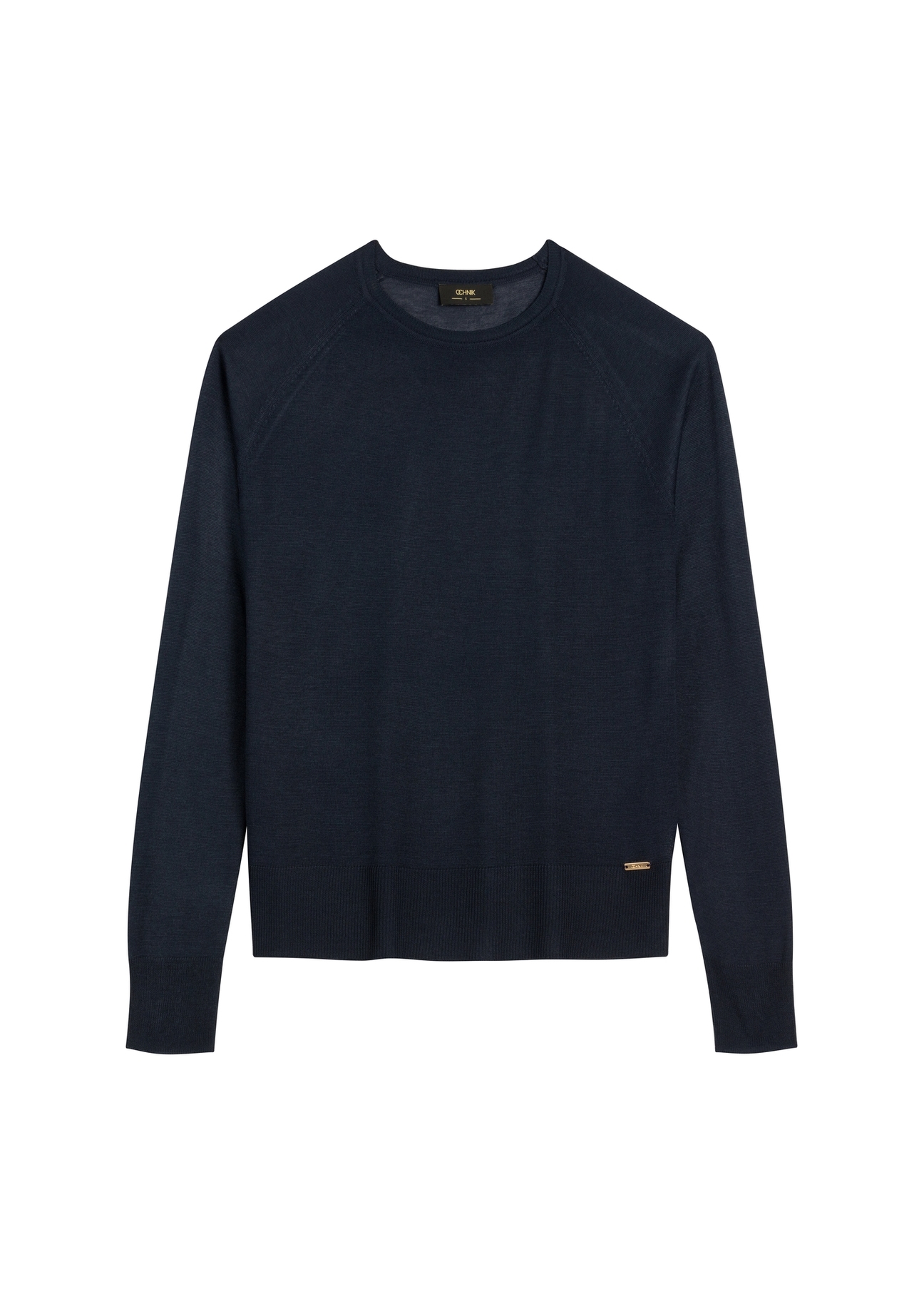 Thin navy blue women's sweater SWEDT-0257-7E(W26), front product view on white background.