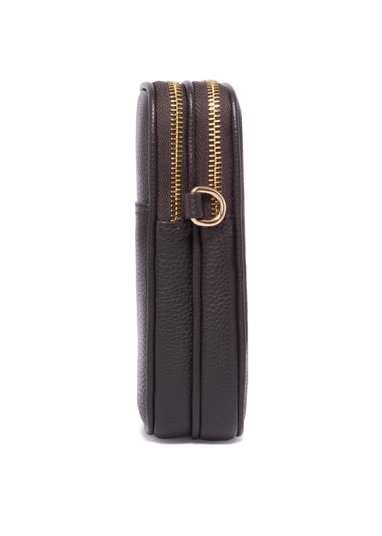 Brown mini women's phone bag TOREC-1368-1I(Z26), product view from the side on a white background.