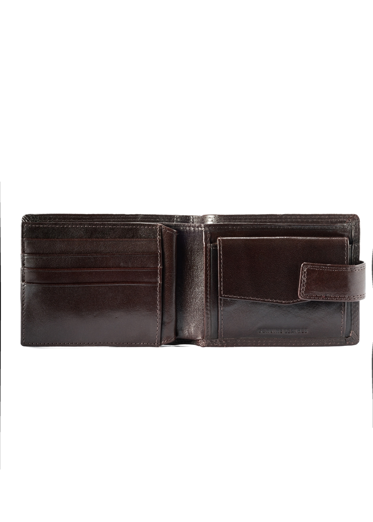 Men's leather wallet in burgundy color PL-134-49(KS), view of the inside of the product on a white background.