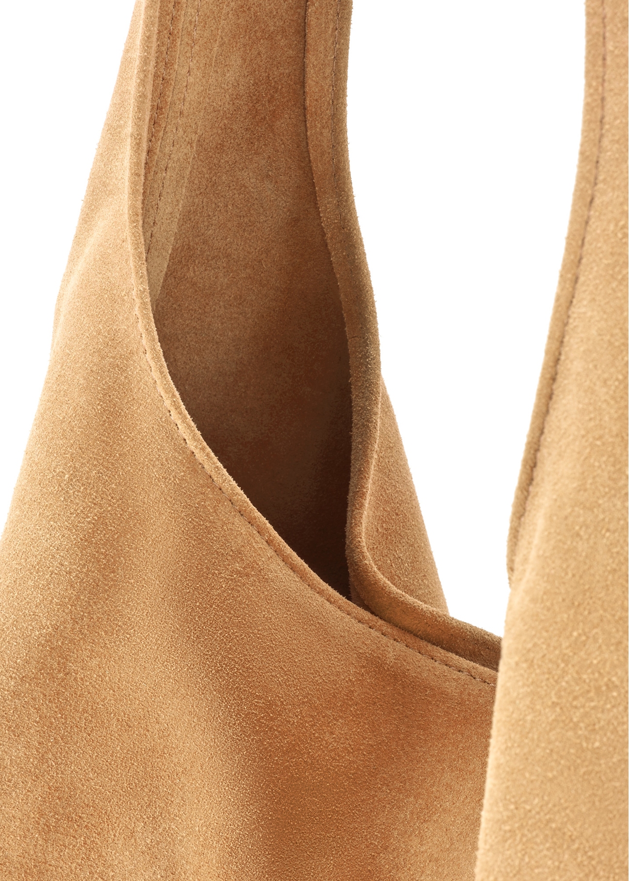Beige suede women's shopper bag TORES-1177-1B(W26), close-up of the product detail on a white background.