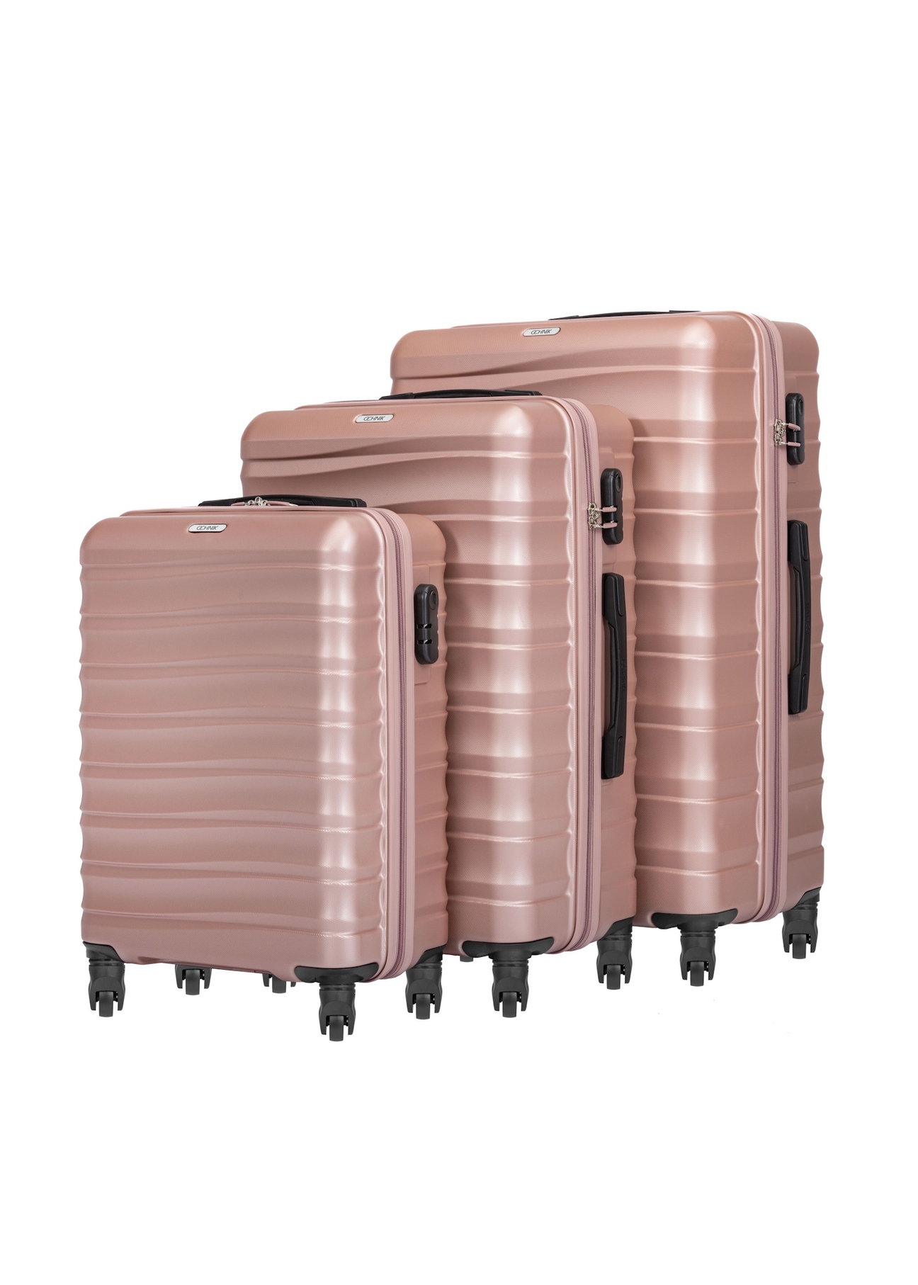 Set of 19'/24'/28' trolley suitcases WALAB-0081-5X(W26), diagonal view of the products on a white background.