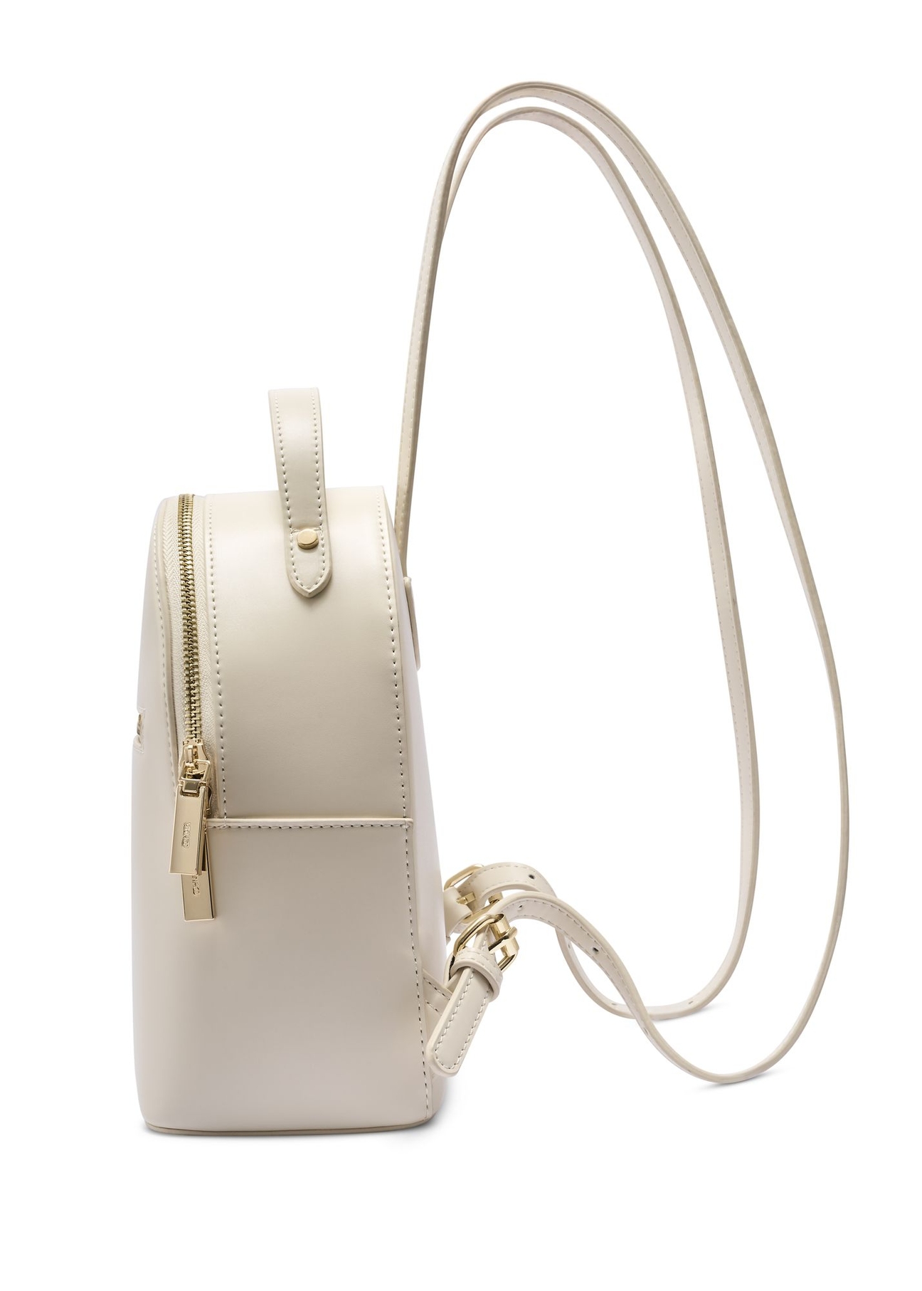 Small cream women's backpack TOREC-1128-0B(W26) - side product view, on white background.
