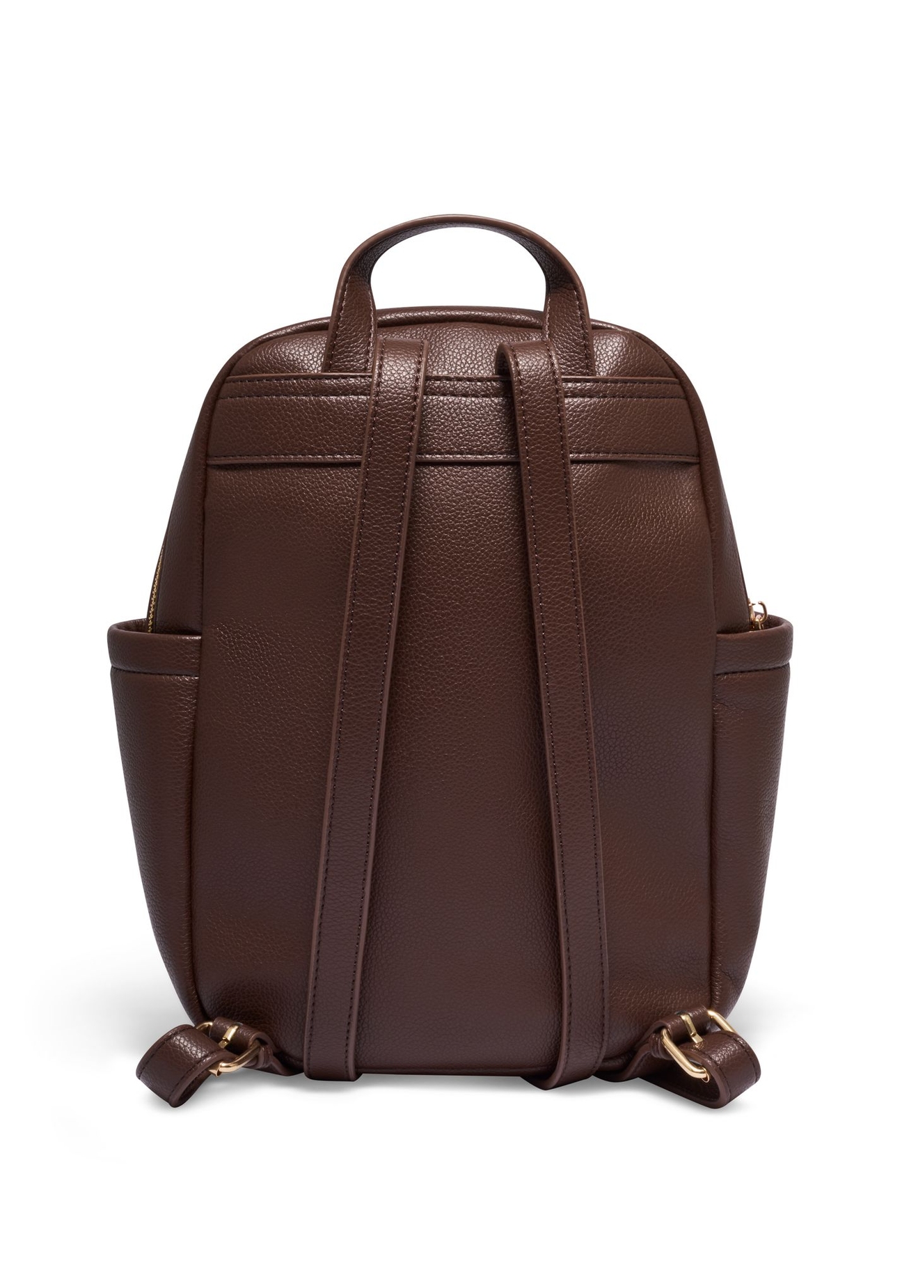 Brown women's imitation leather backpack TOREC-1246-1H(Z26) - product view from the back, on a white background.