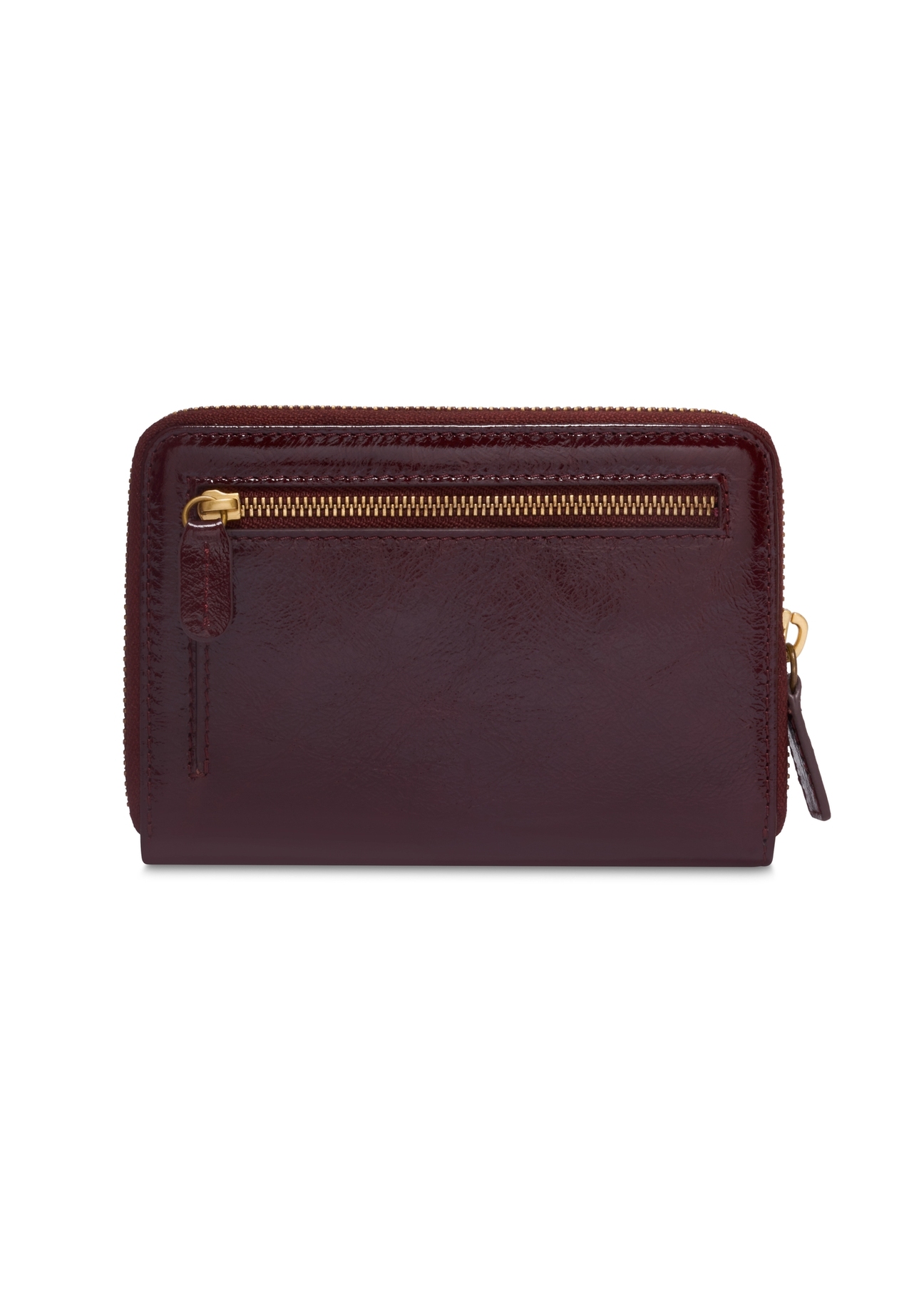 Burgundy leather women's wallet PORES-1022-4E(Z26), product view from the back on a white background.