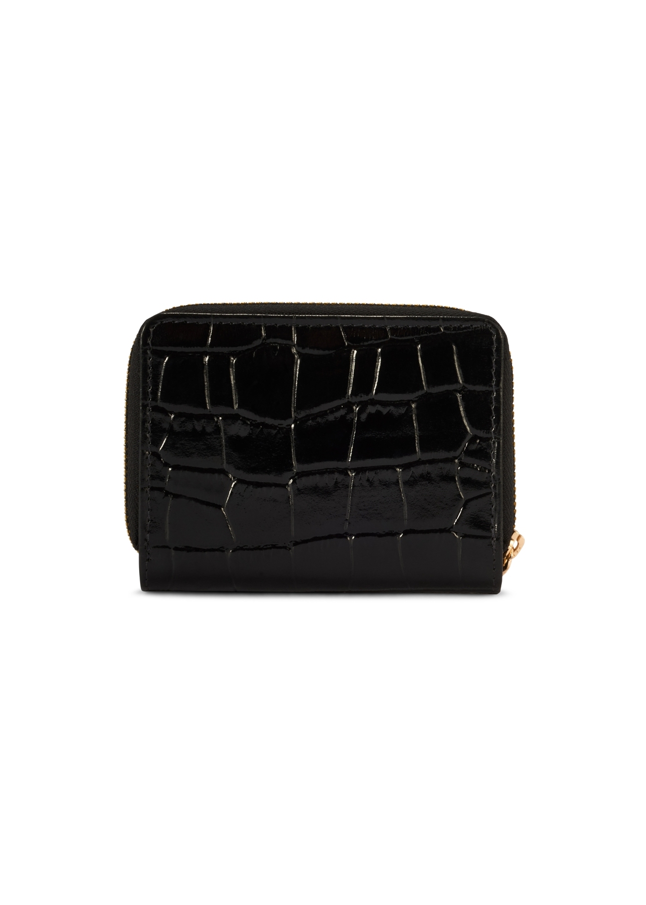 Black women's croco wallet PORES-0888B-99(Z25), product view from the back on a white background.