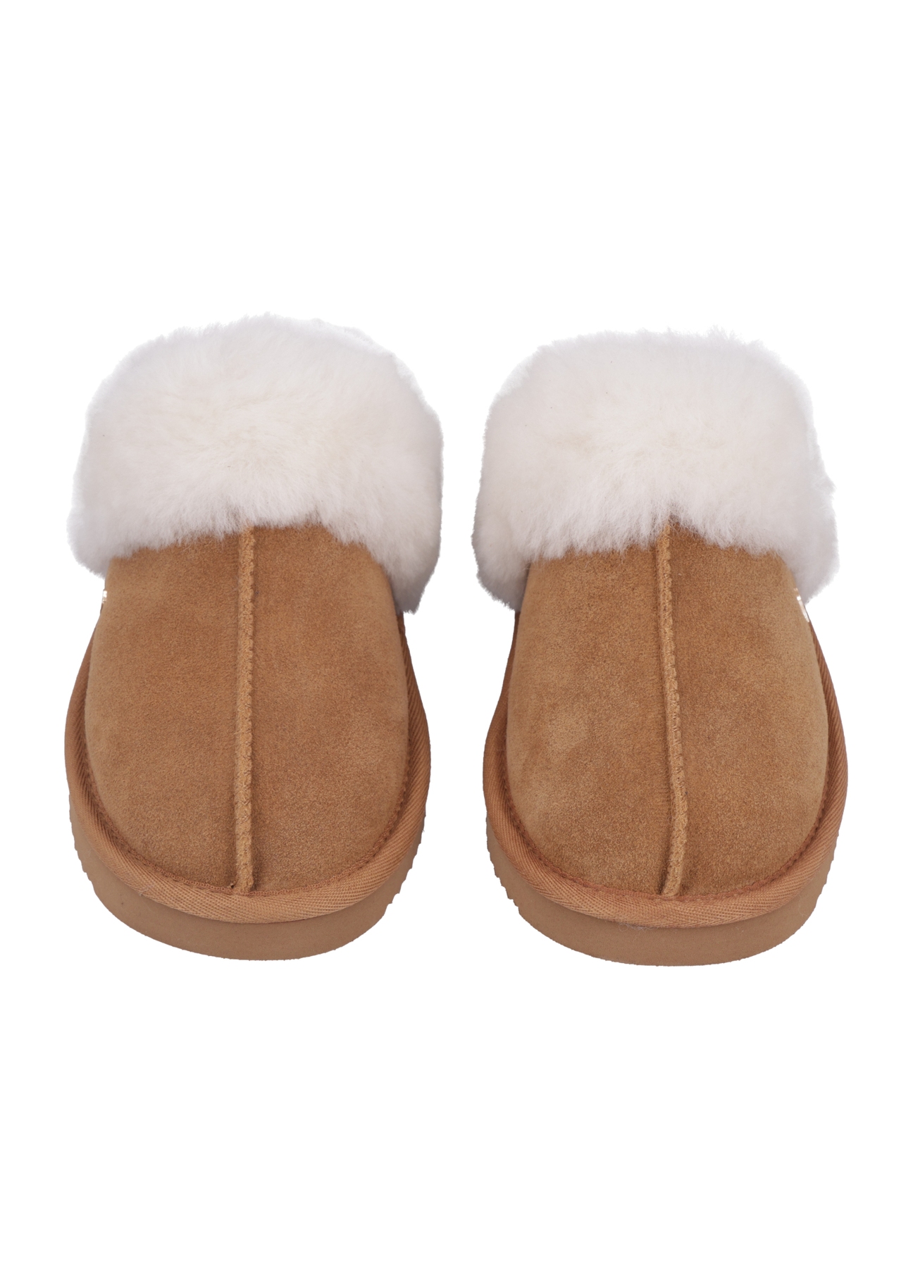 Beige slip-on snow boot style slippers BUTYD-1137-82(Z24), front product view on white background.