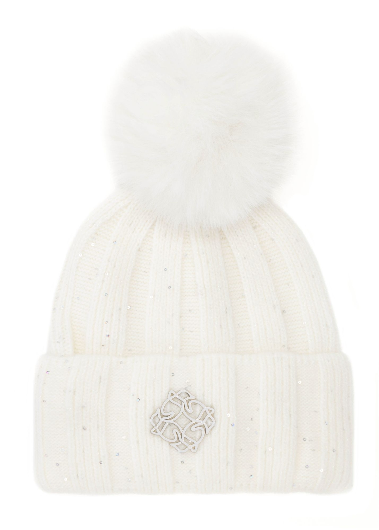 Cream women's nylon hat CZADT-0215-12(Z25) - front product view on white background.
