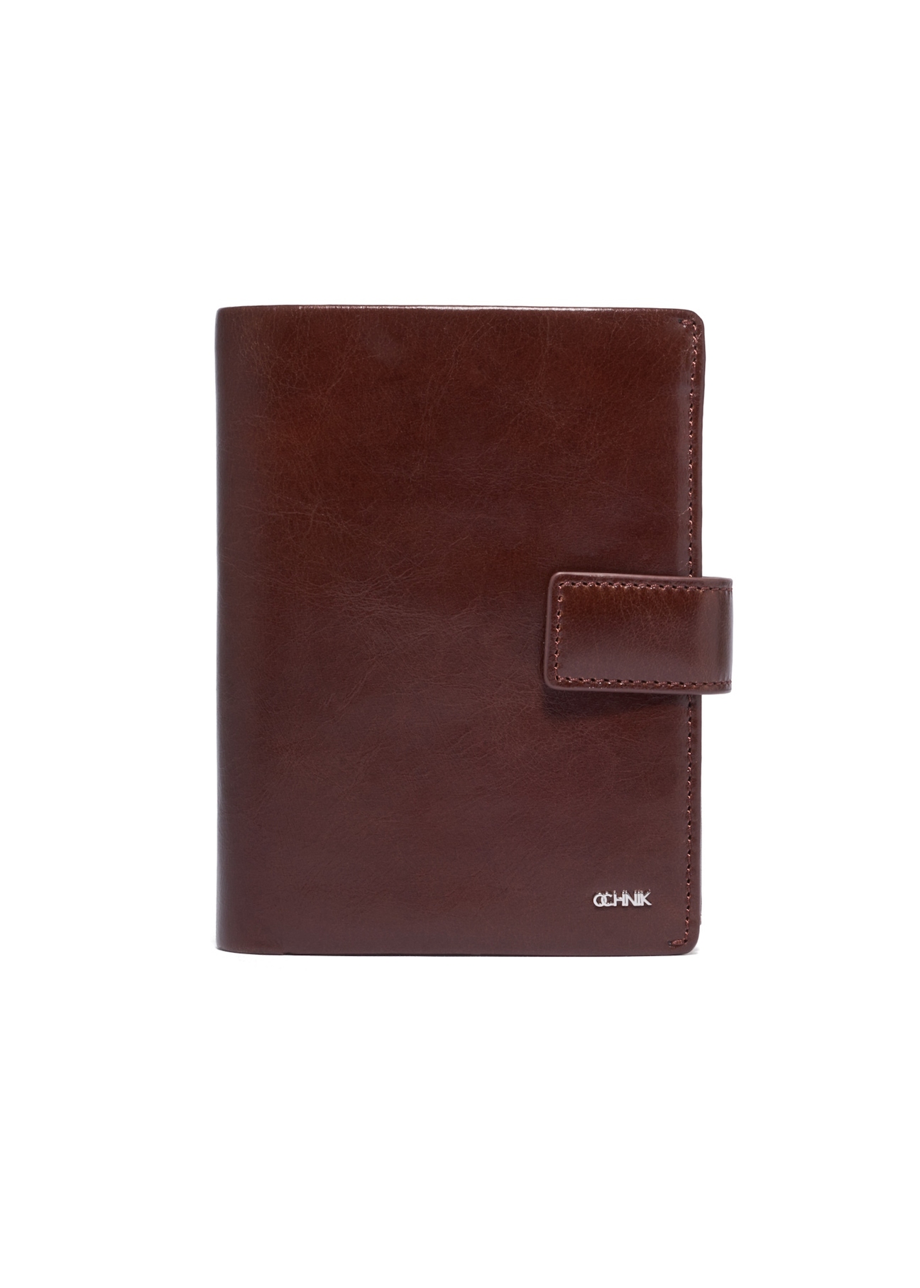 Brown men's wallet made of genuine leather PORMS-0739-1G(Z26), front product view on white background.