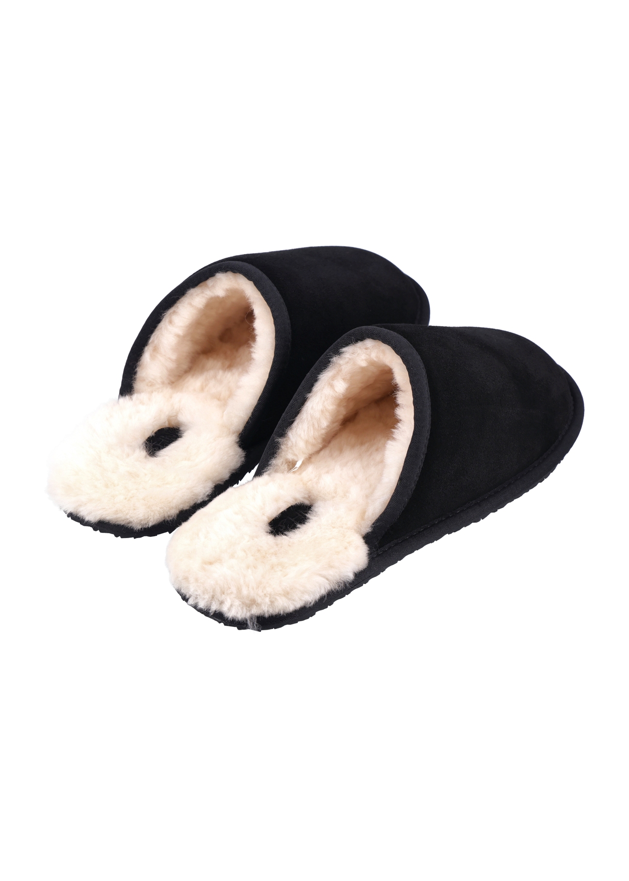 Men's black suede slippers BUTYM-0551-9E(Z26), rear view of the product on a white background.