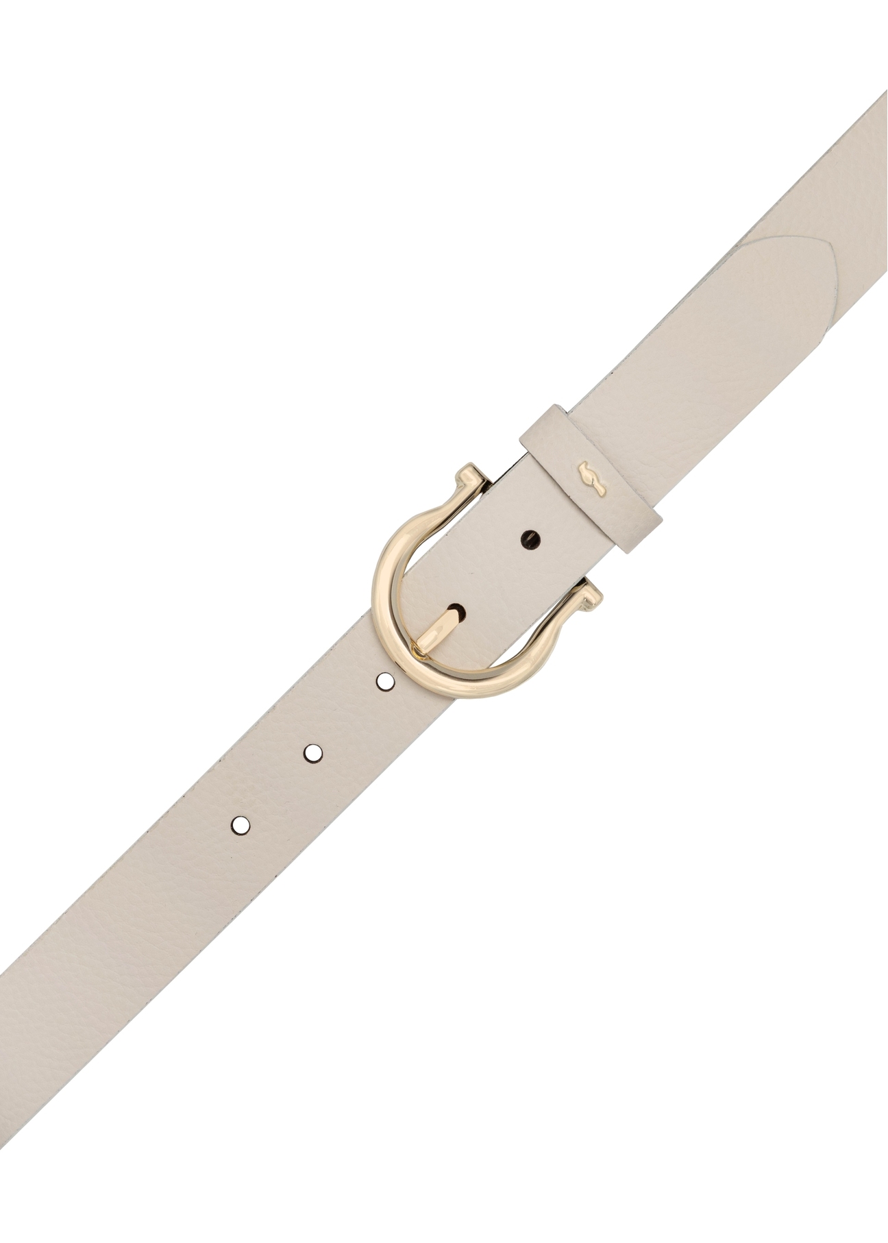 Women's white leather belt PASDS-0274-0B(W26), product view from above on a white background.