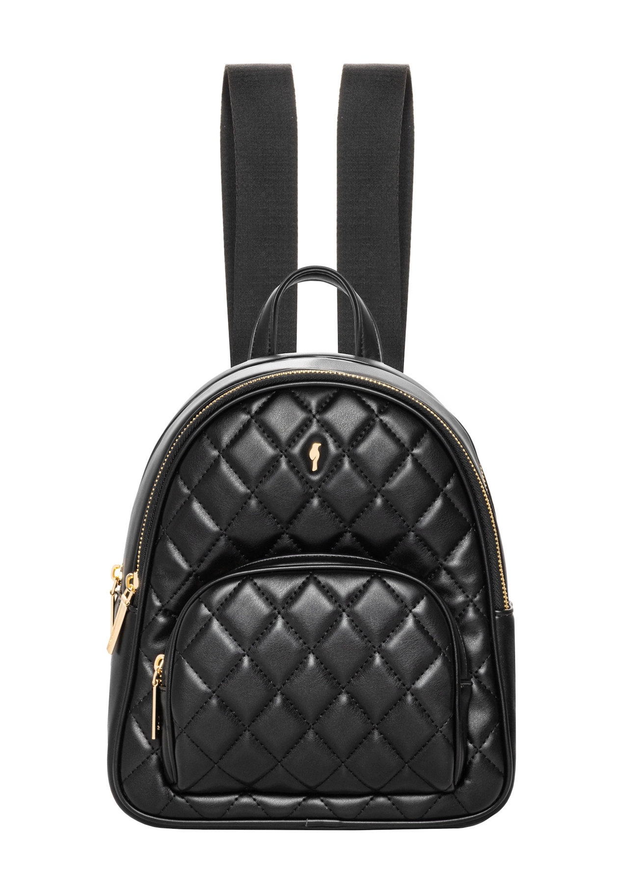 Black quilted women's backpack TOREC-1314-99(Z26), front view on a white background.