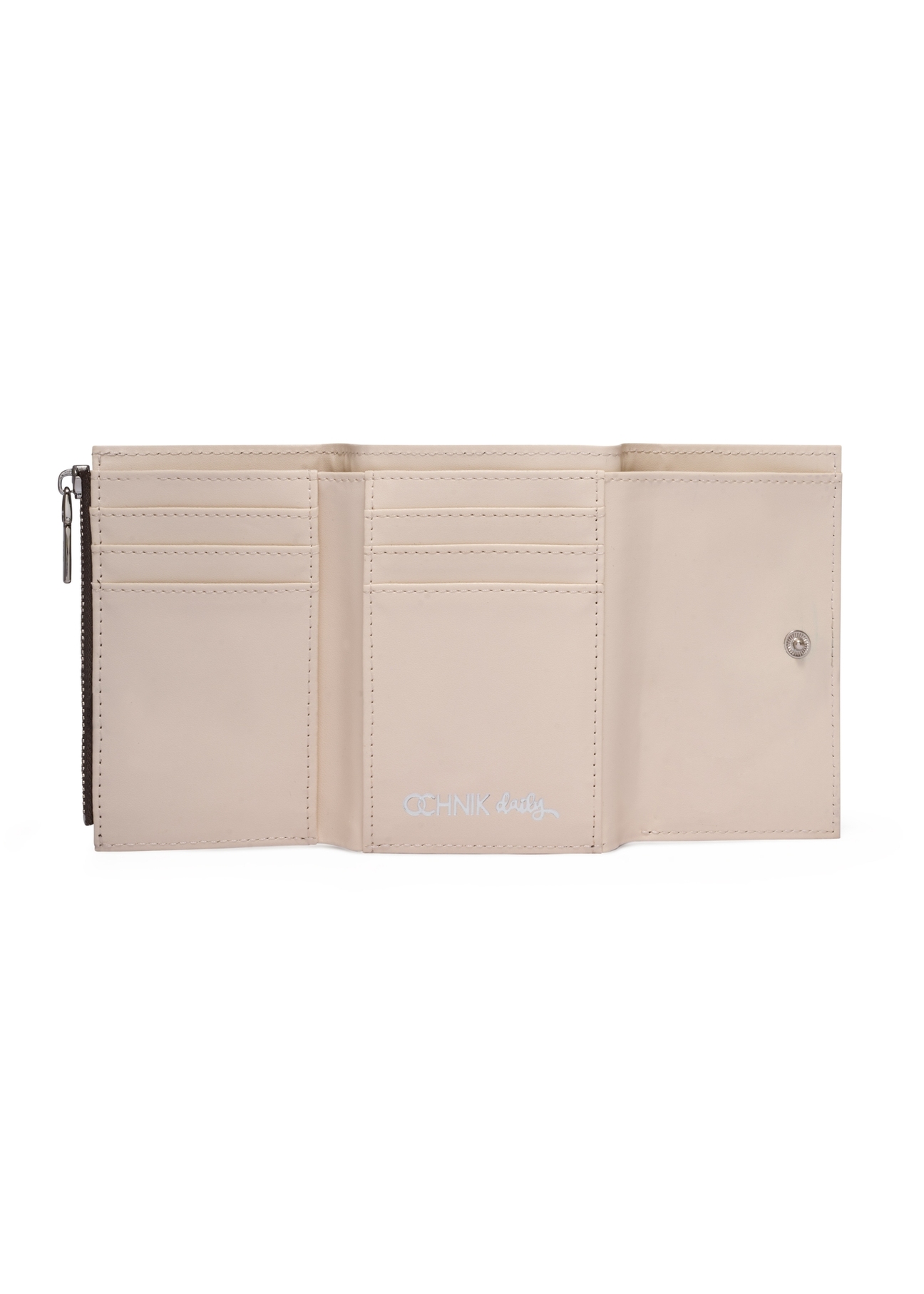 Dark beige women's wallet with cream interior POREC-0440-1K(Z26) - product view from above, on white background.