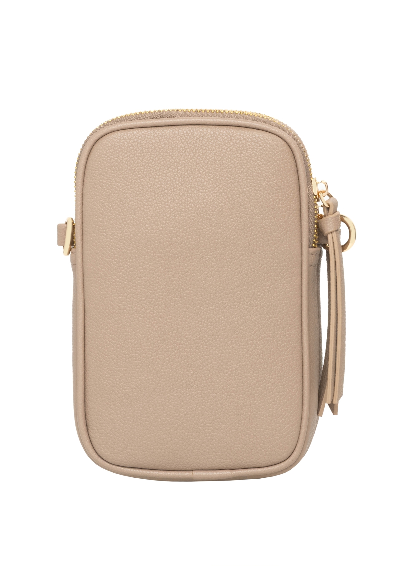 Beige mini women's phone bag TOREC-1368-1B(Z26), product view from the back on a white background.
