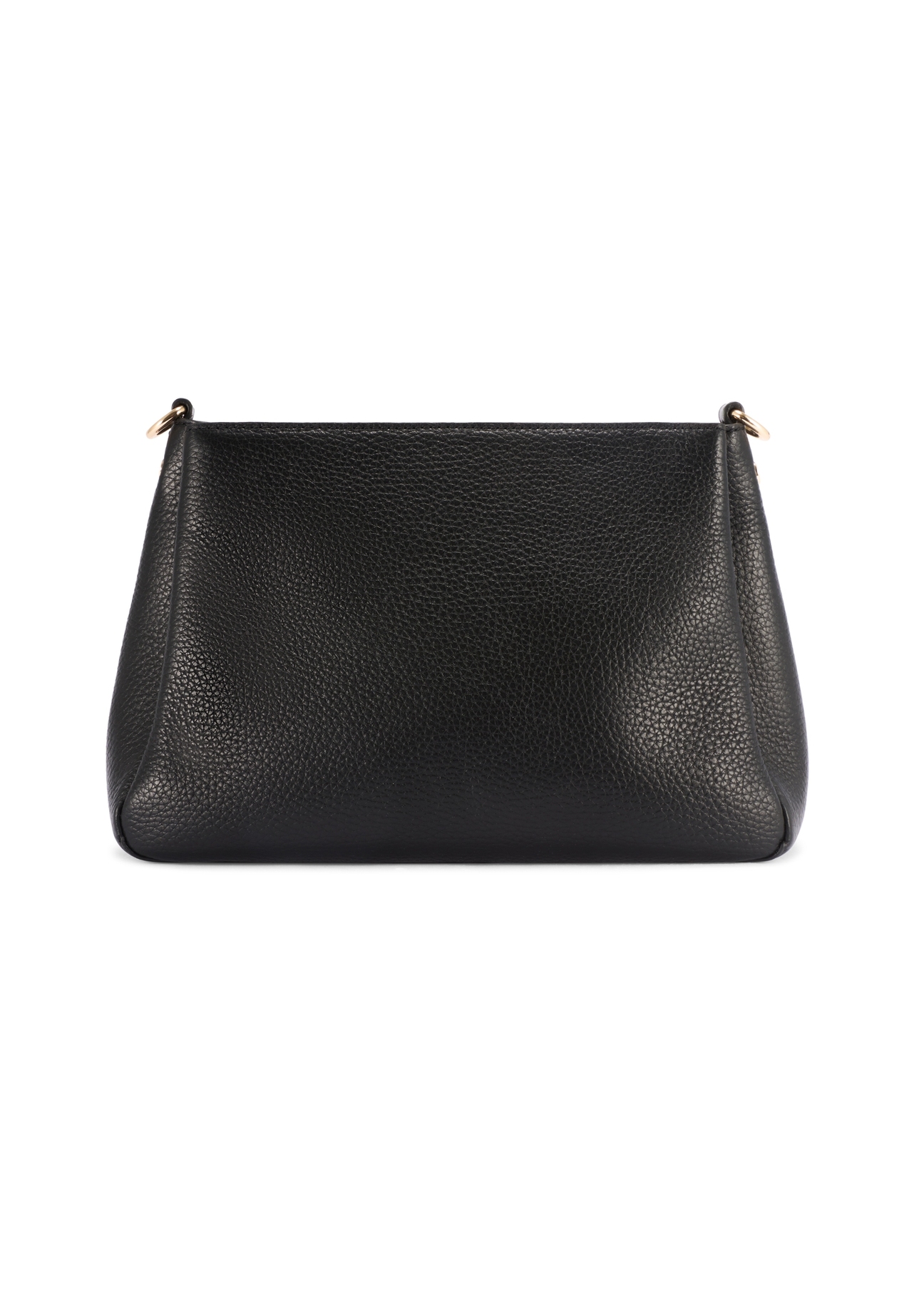 Women's black leather messenger bag TORES-1214-9I(W26), product view from the back on a white background.