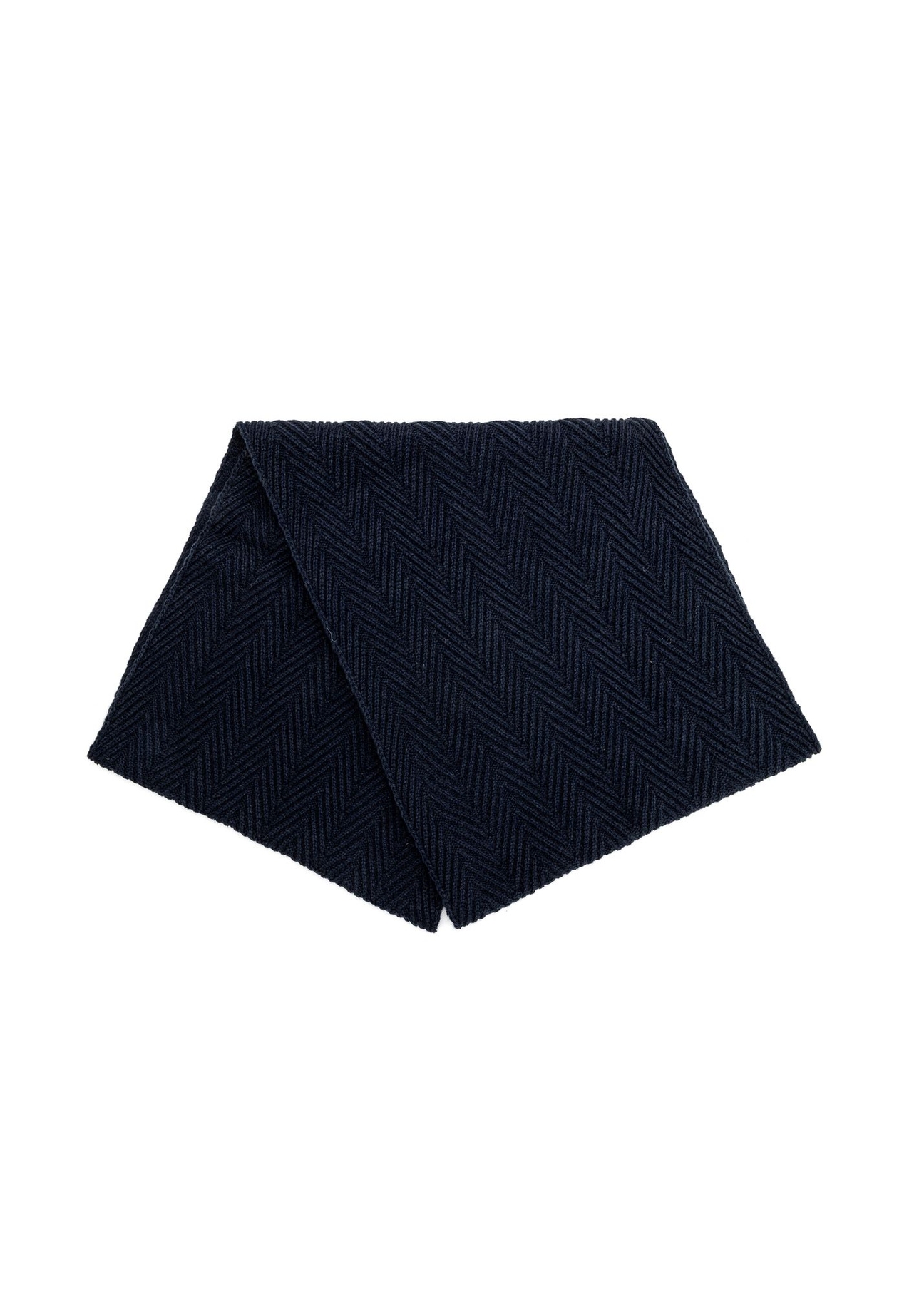 Men's scarf in navy blue SZAMT-0066-69(Z25) - product view from above on a white background.