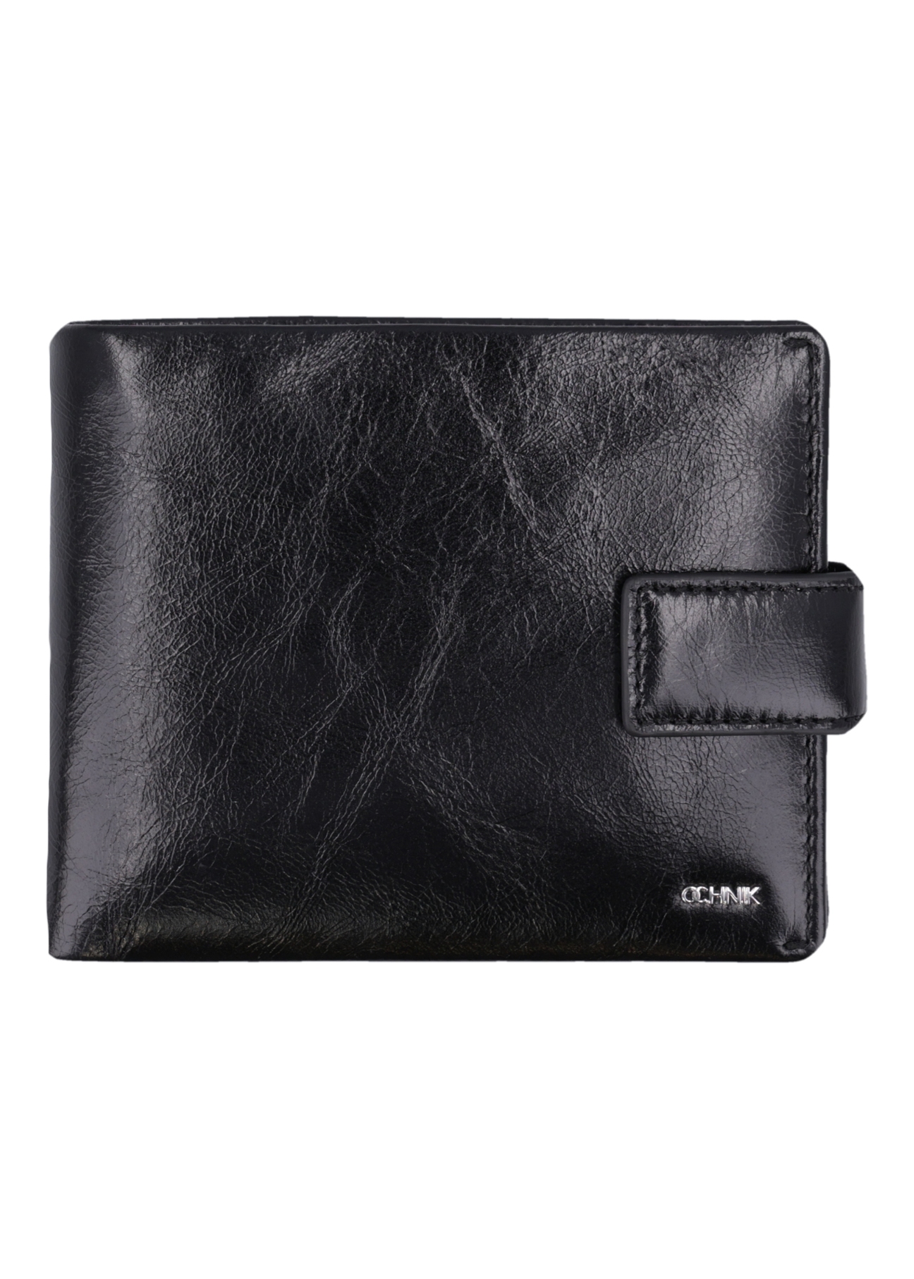 Black men's leather wallet PORMS-0731-99(Z26), front product view on white background.