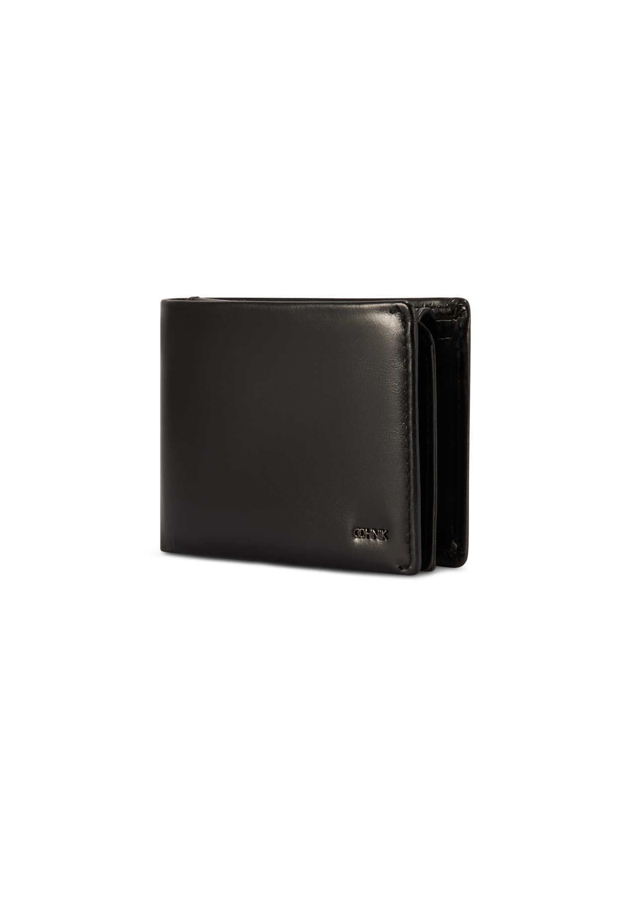 Black leather women's wallet PORES-0976-99(Z25), diagonal product view on white background.