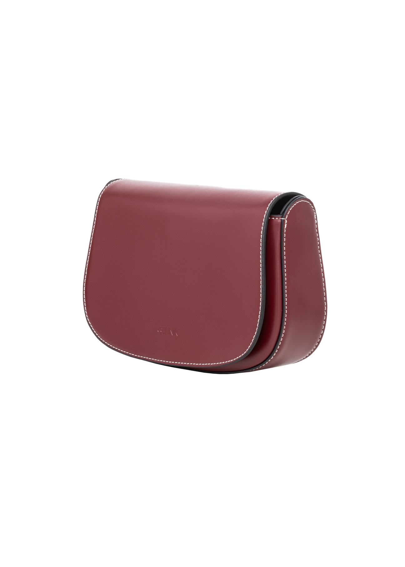 Dark red women's handbag with stitching (TOREC-1380-4C(Z26)), angled product view on a white background.