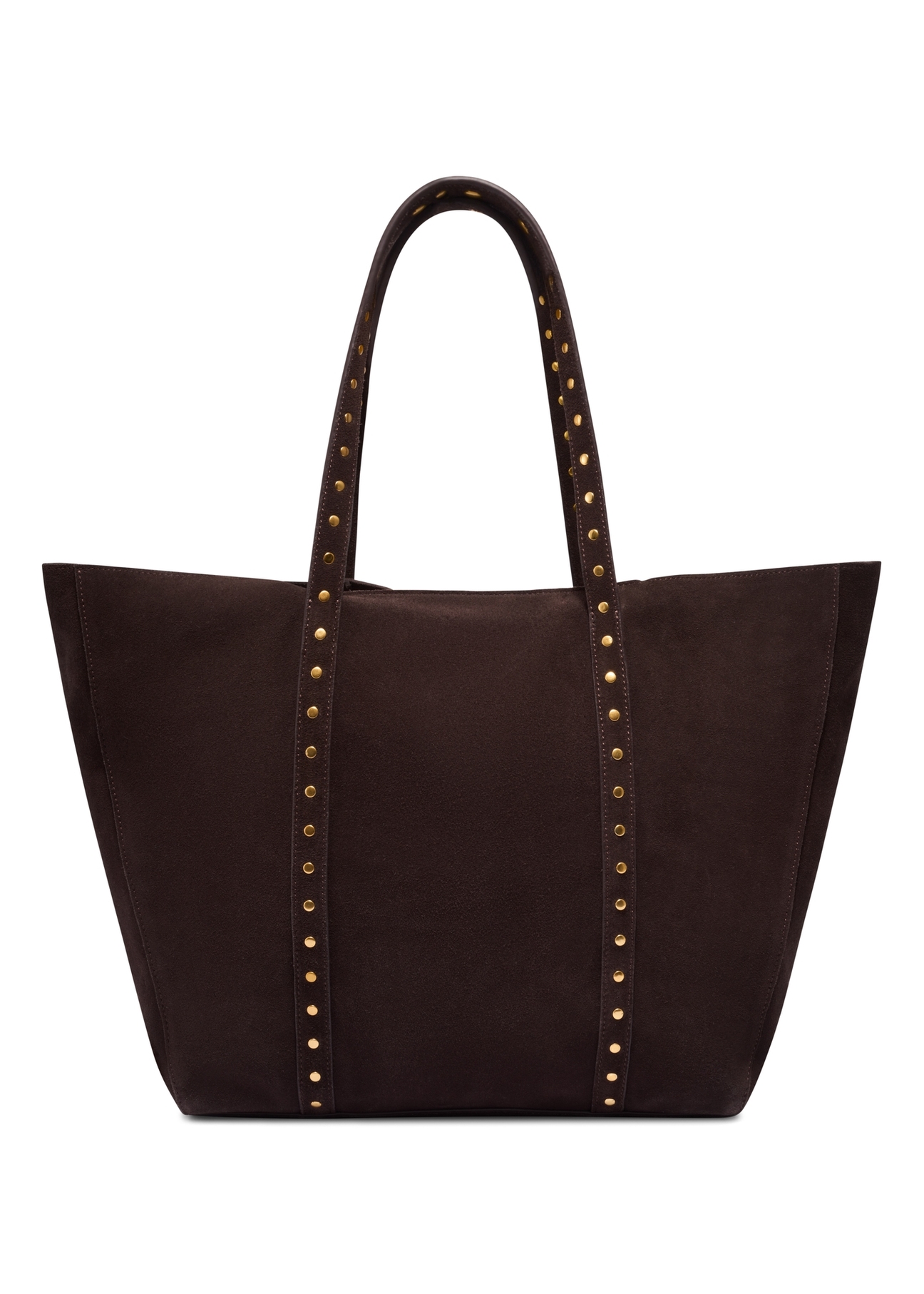 Brown suede women's handbag with studs TORES-1382-1I(Z26), front product view on white background.