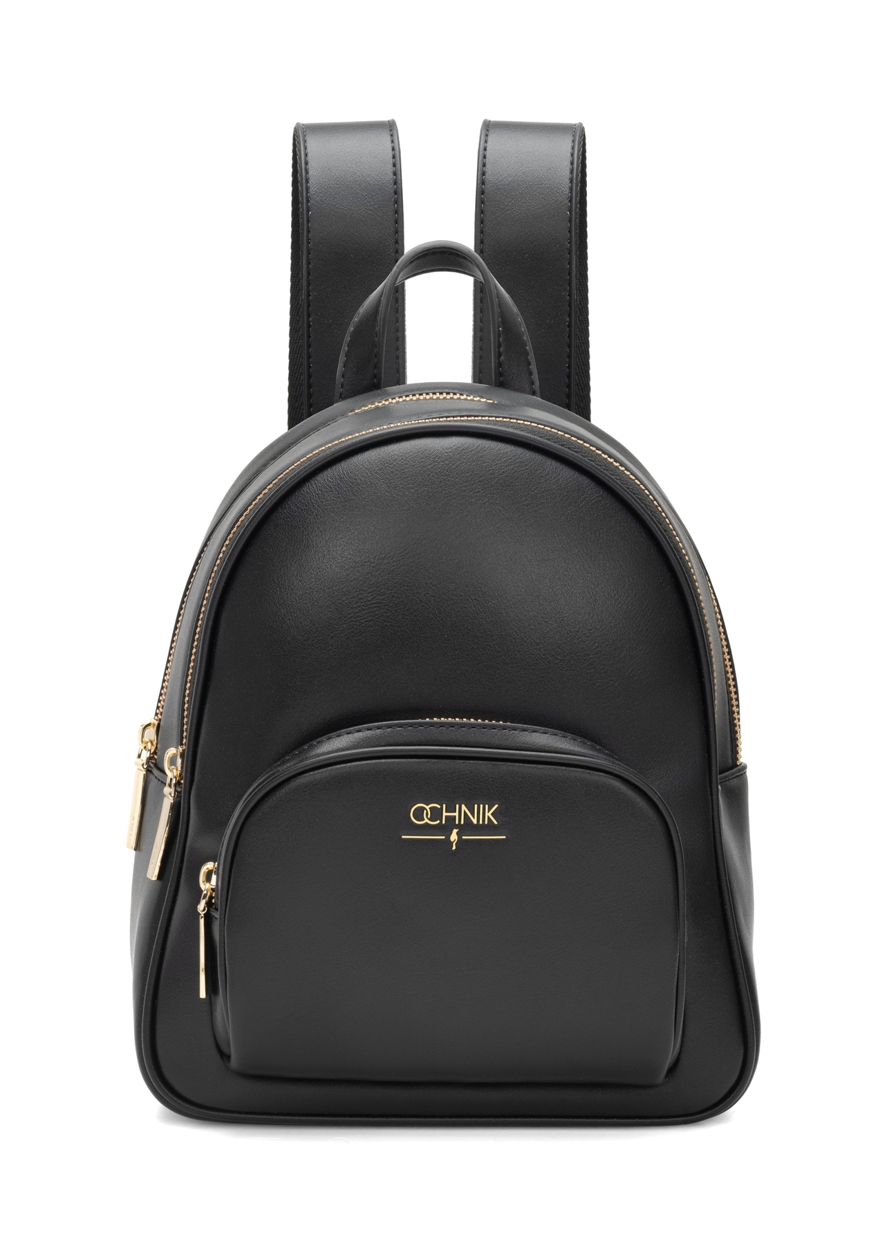 Small black women's backpack TOREC-1026-99(W26), front product view on white background.
