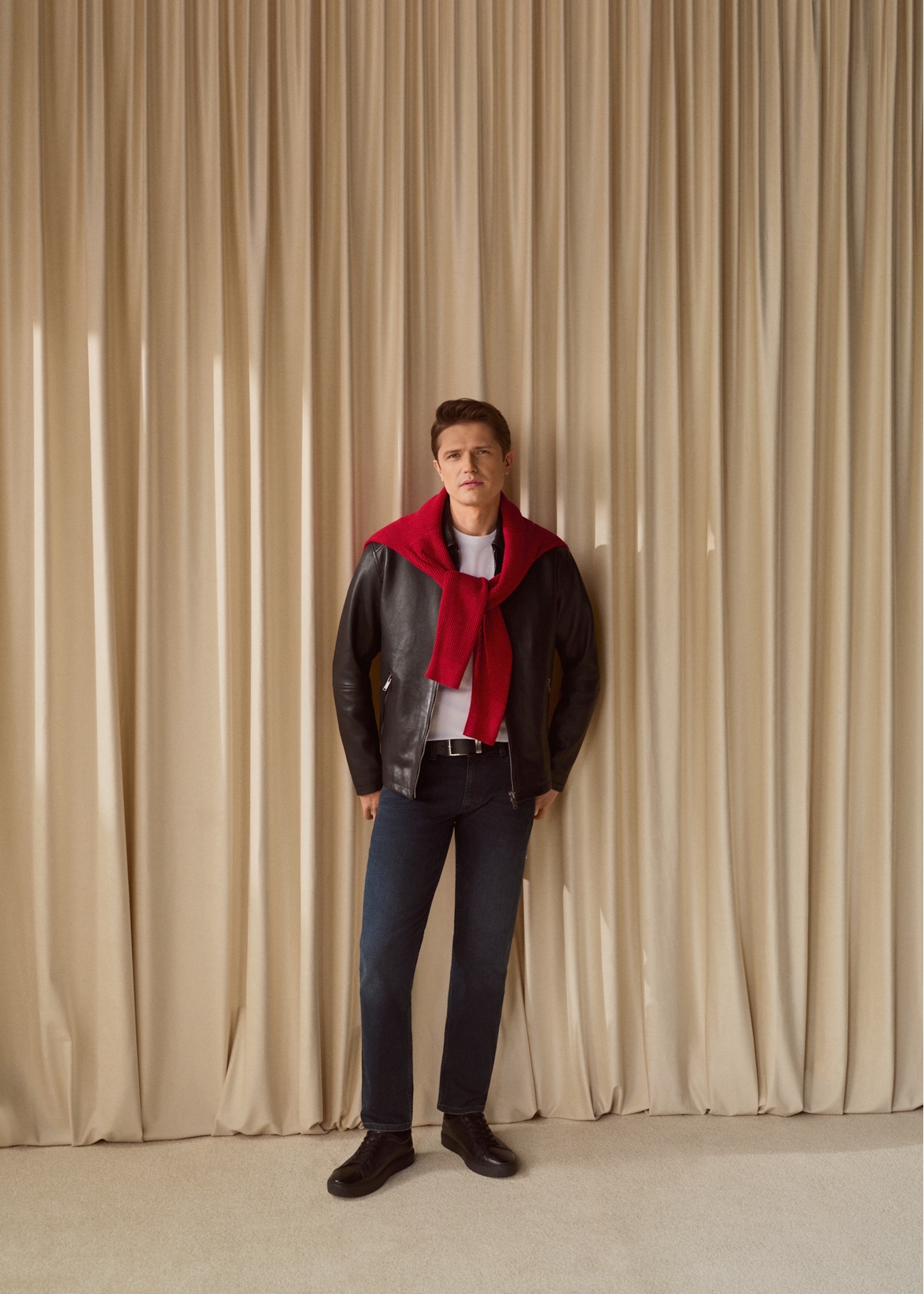 Men's black leather jacket KURMS-0363-99(W26)