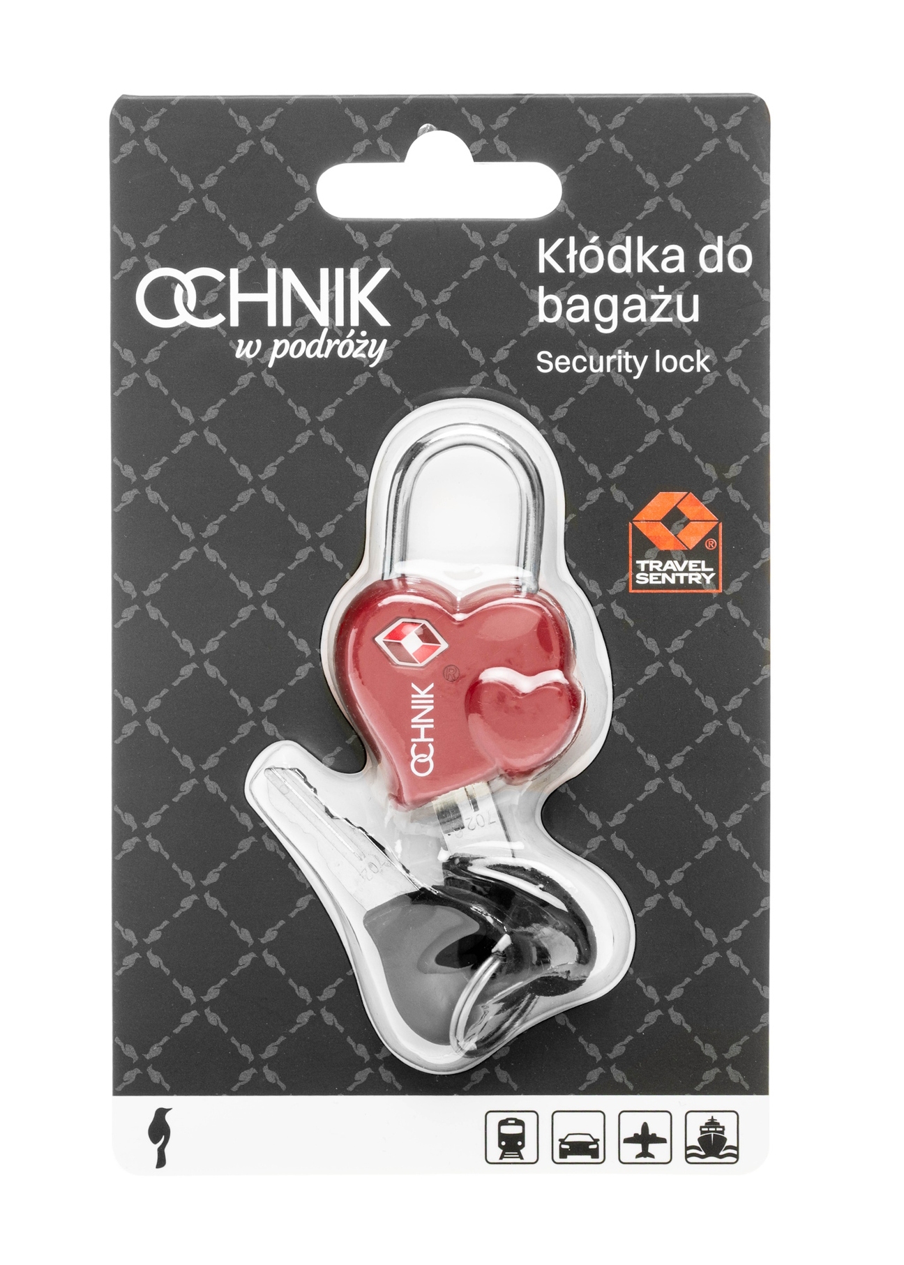 Luggage padlock AW-015-0006-4B(W26), view of the product in the packaging on a white background.
