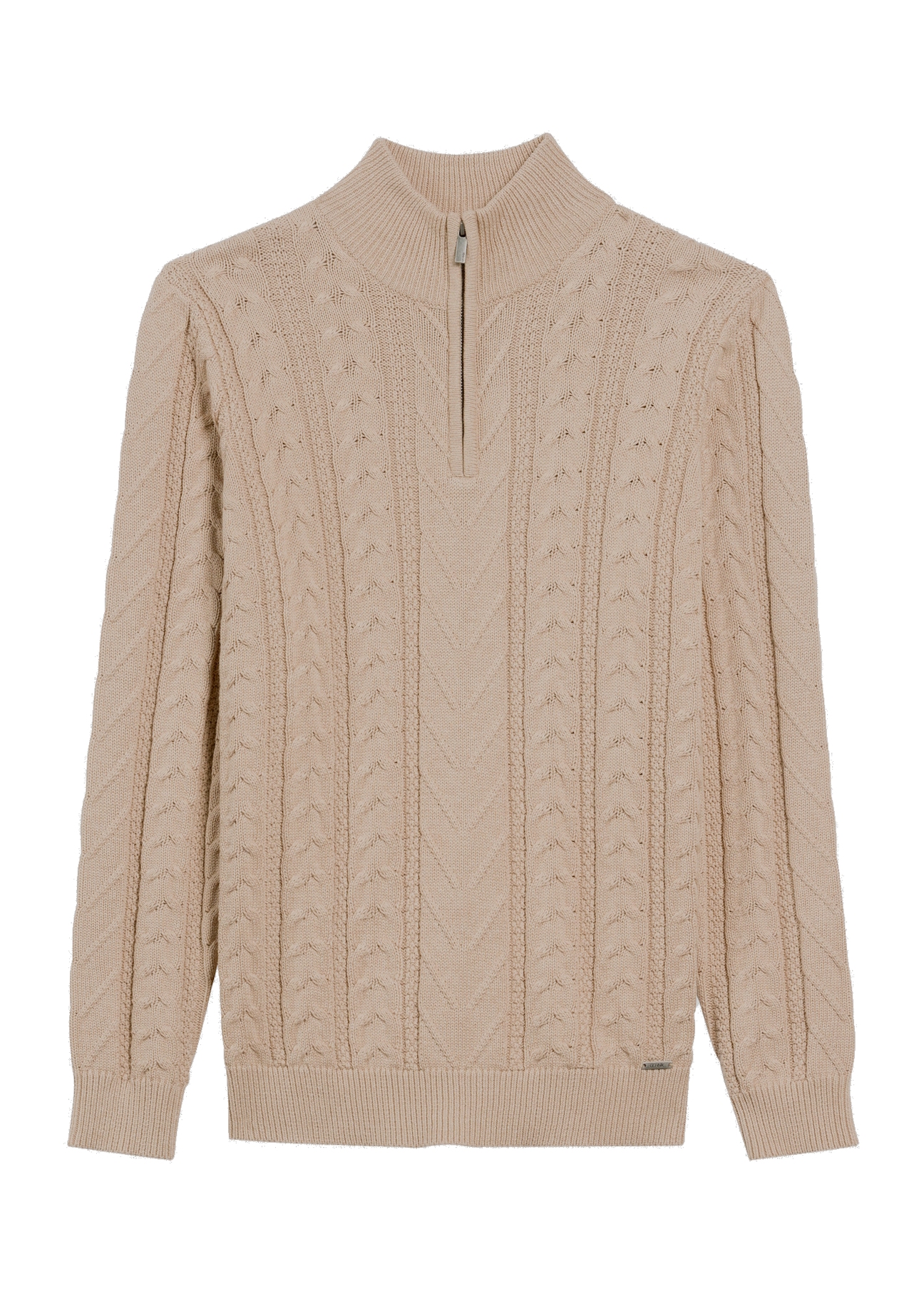 Beige men's sweater with zipper SWEMT-0180-81(Z25)