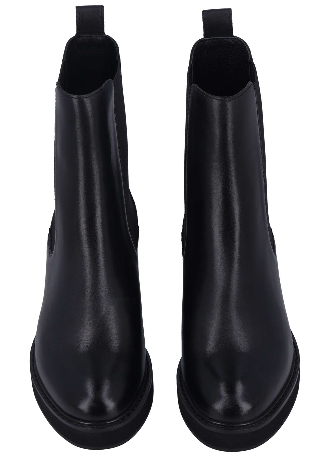 Women's black leather Chelsea boots BUTYD-1278-99(Z26), front product view on white background.