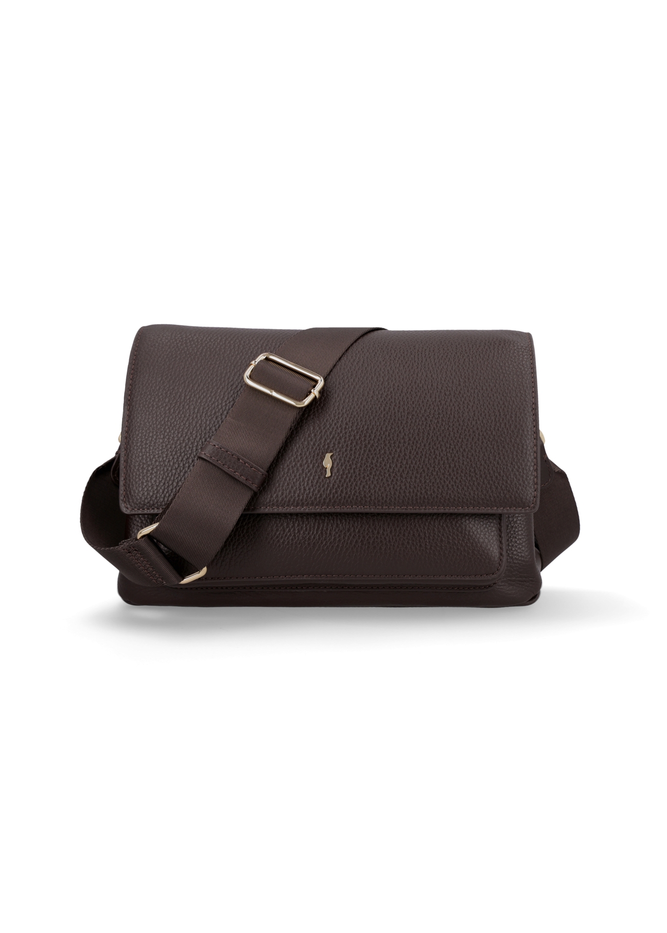 Dark brown leather women's shoulder bag TORES-1347-1I(Z26), product view from the front on a white background.