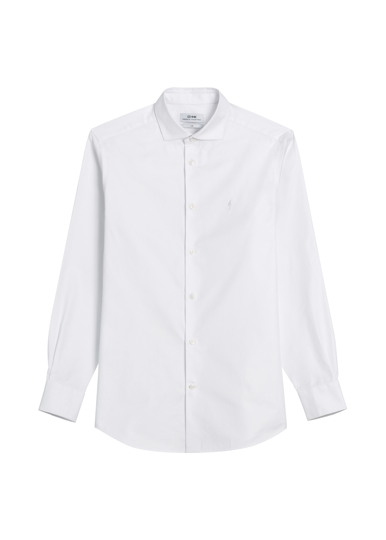 Men's white cotton shirt KOSMT-0358-0A(W26), front product view on white background.
