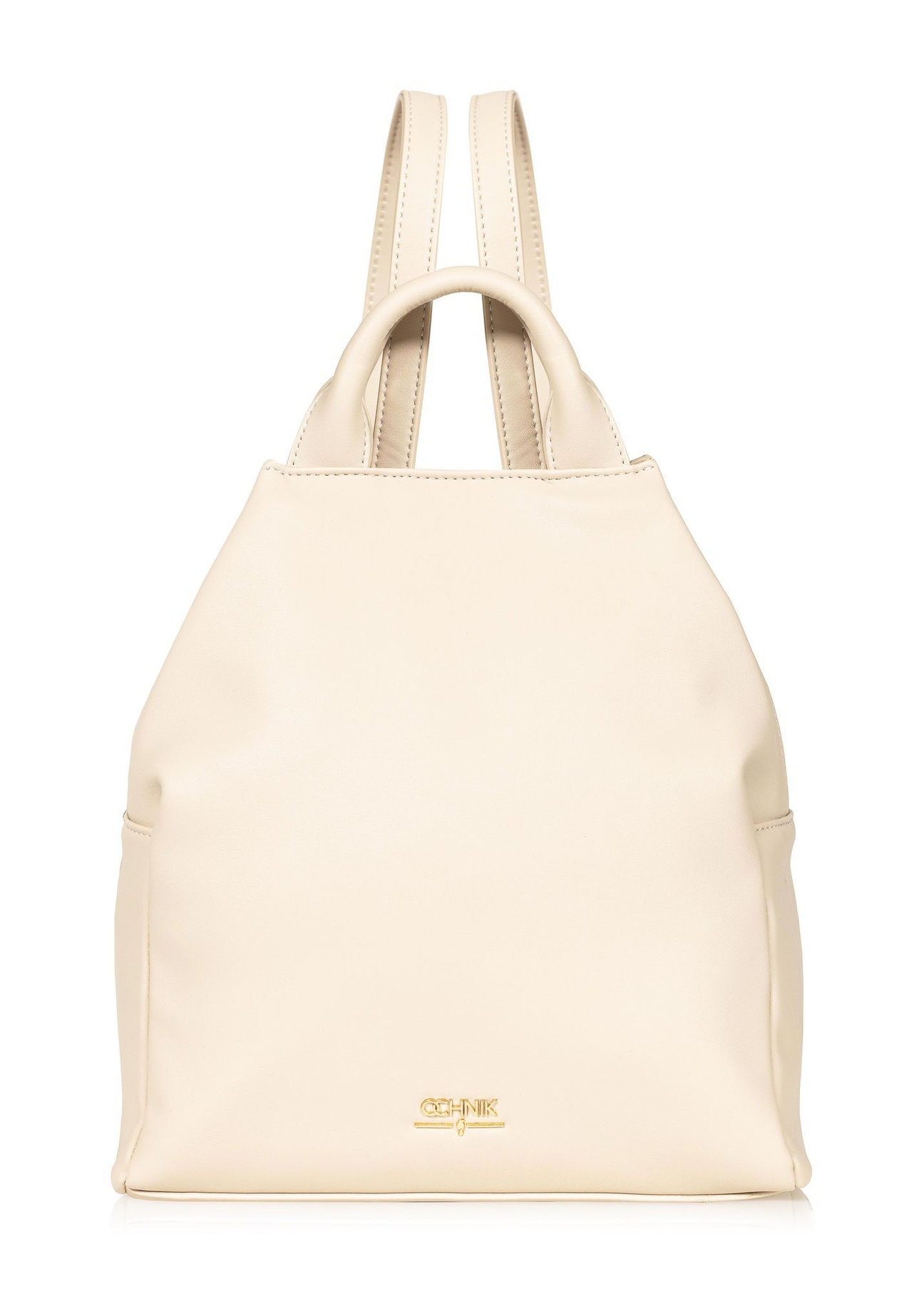 Cream women's backpack made of imitation leather TOREC-0923A-12(W25)-01