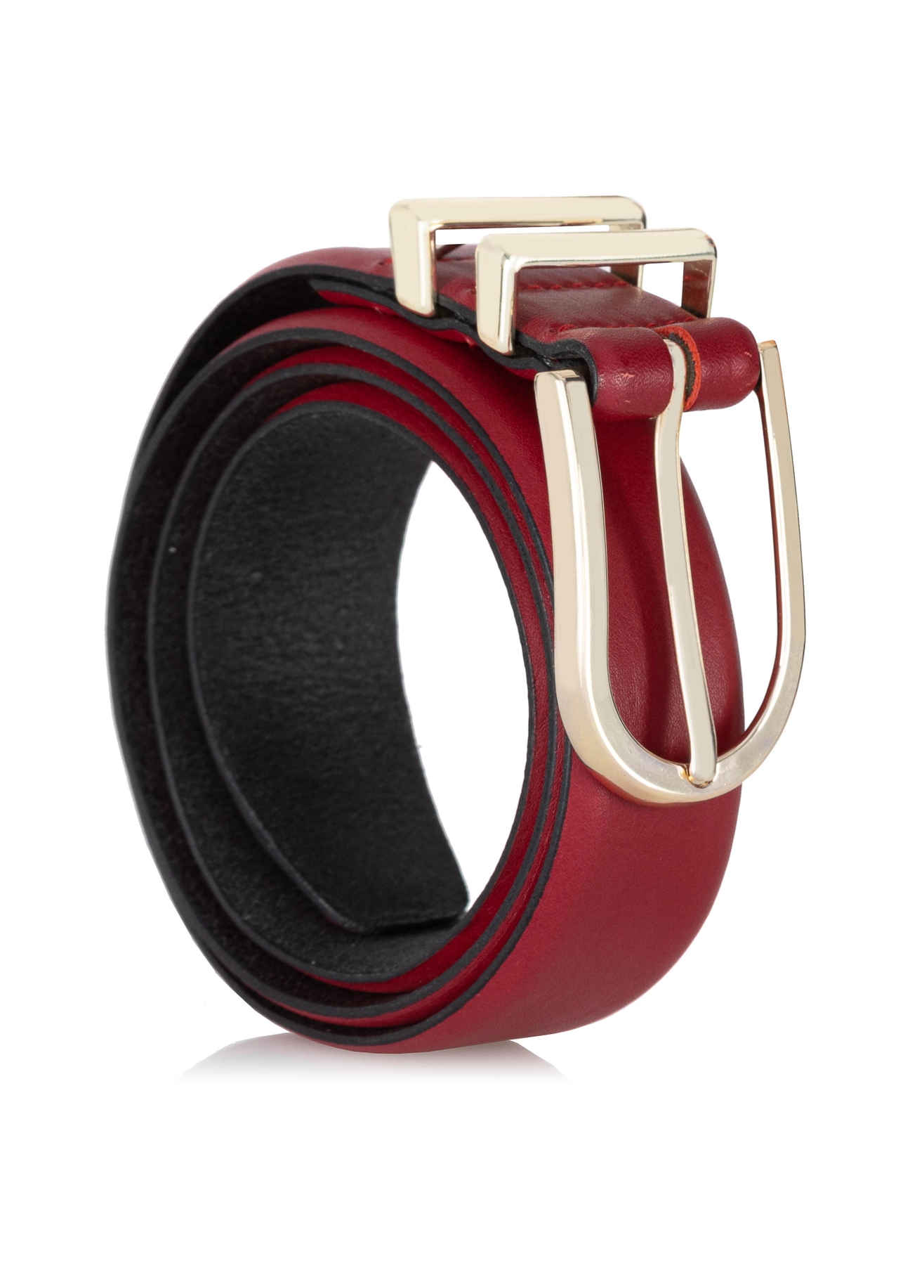 Women's burgundy leather belt PASDS-0159C-49(Z23)-02