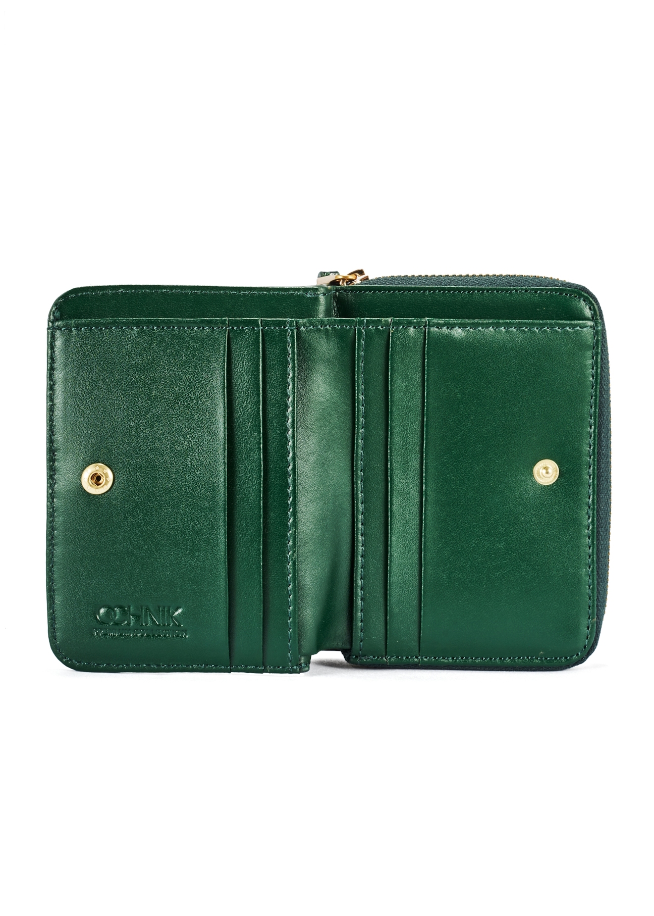 Green croco women's leather wallet TOREC-0952-51(W25) - top view of the open product on a white background.