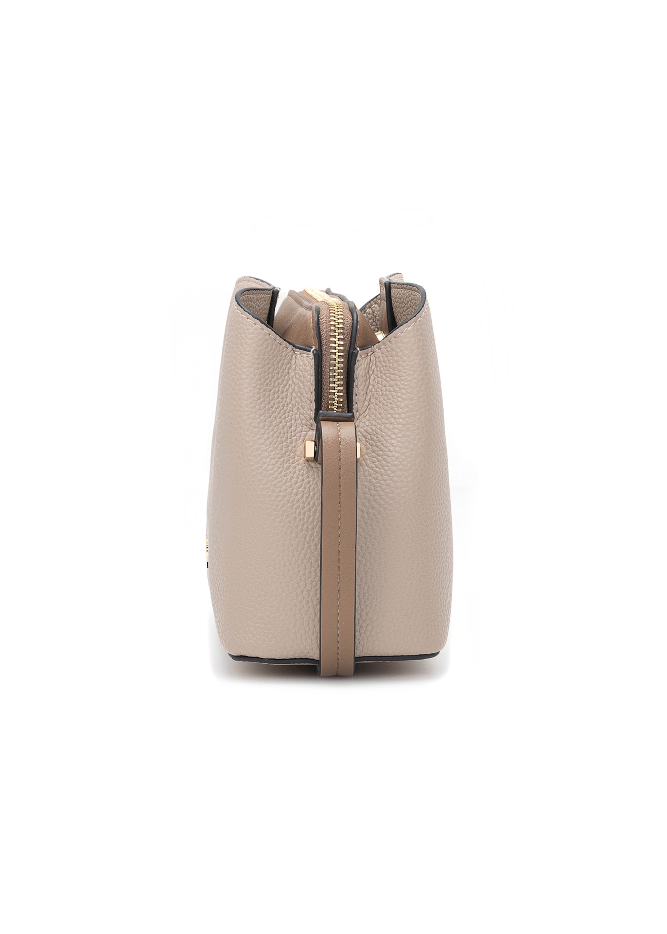 Beige small women's handbag TOREC-0768-1B(W26), side product view on white background.