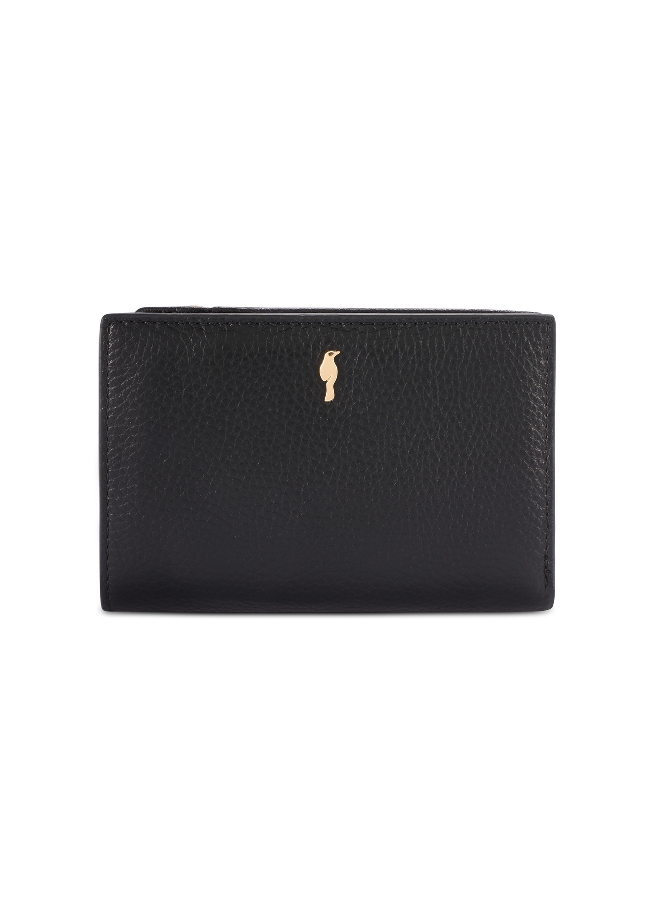 Black leather women's wallet PORES-0980R-9I(W26), product view from the front on a white background.