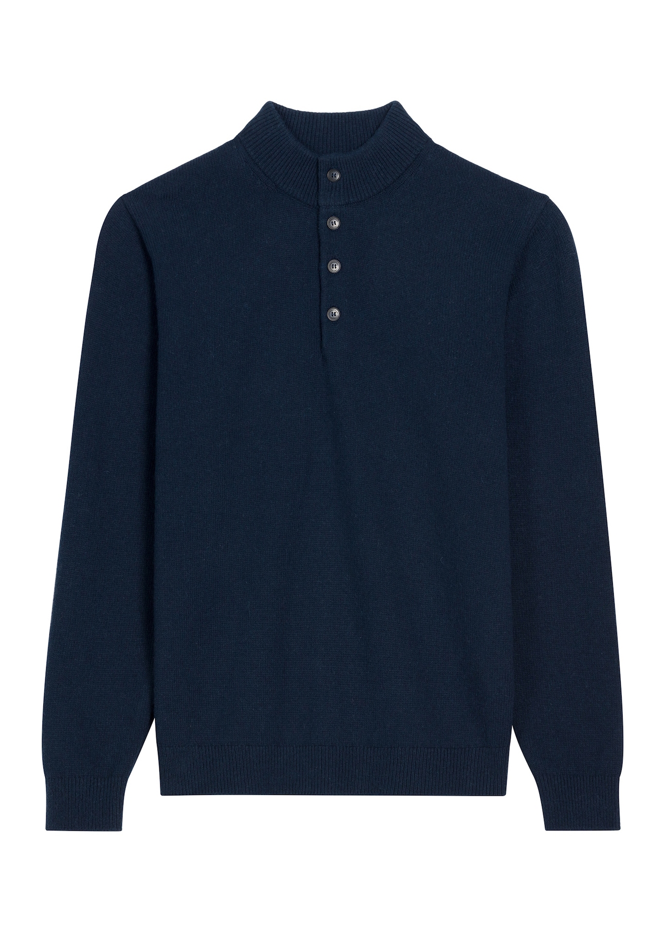 Dark navy blue men's wool blend sweater SWEMT-0215-7E(Z26), front product view on a light background.