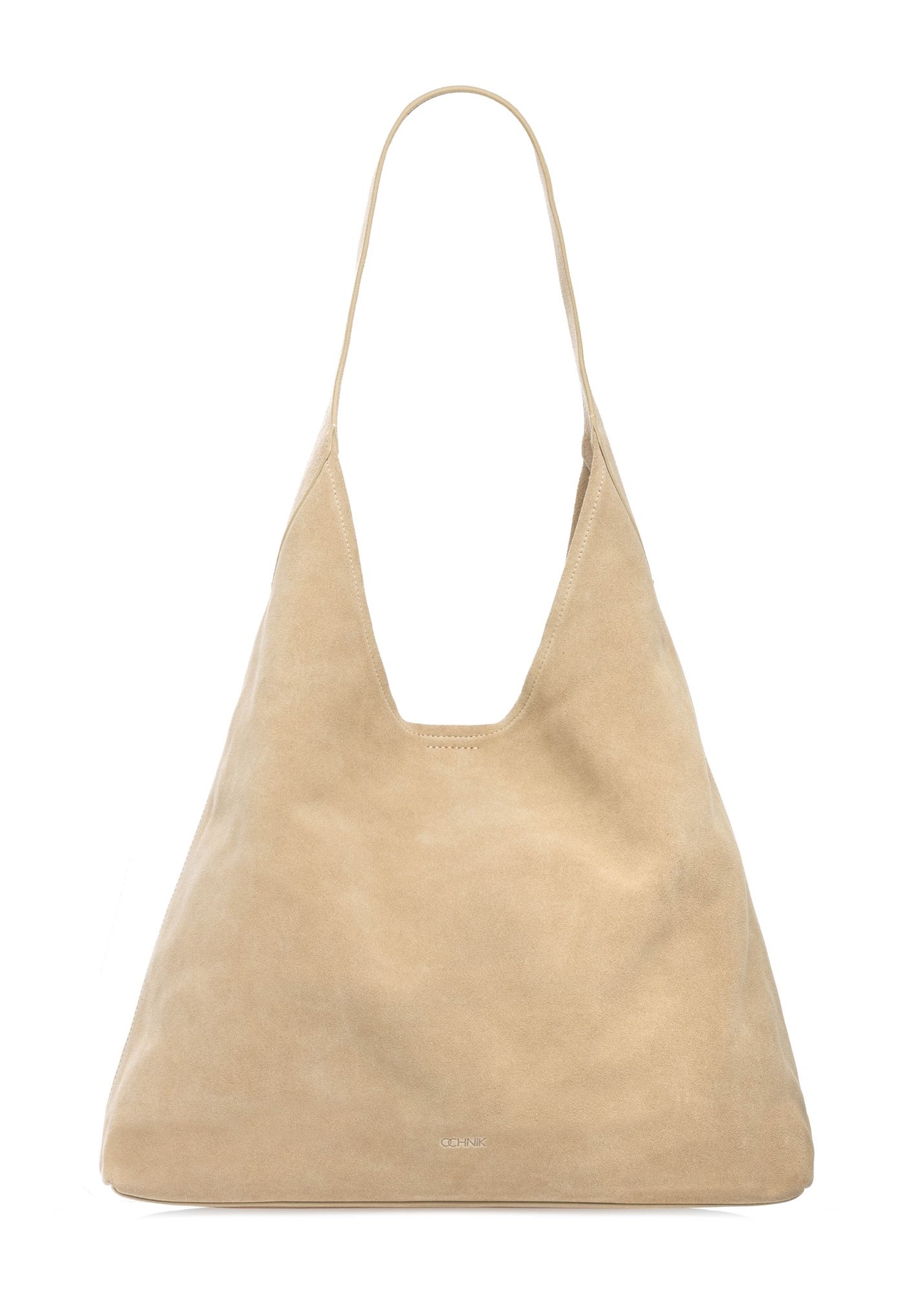 Cream leather shopper bag TORES-1307-0B(W26) - product view from the back, on a white background.