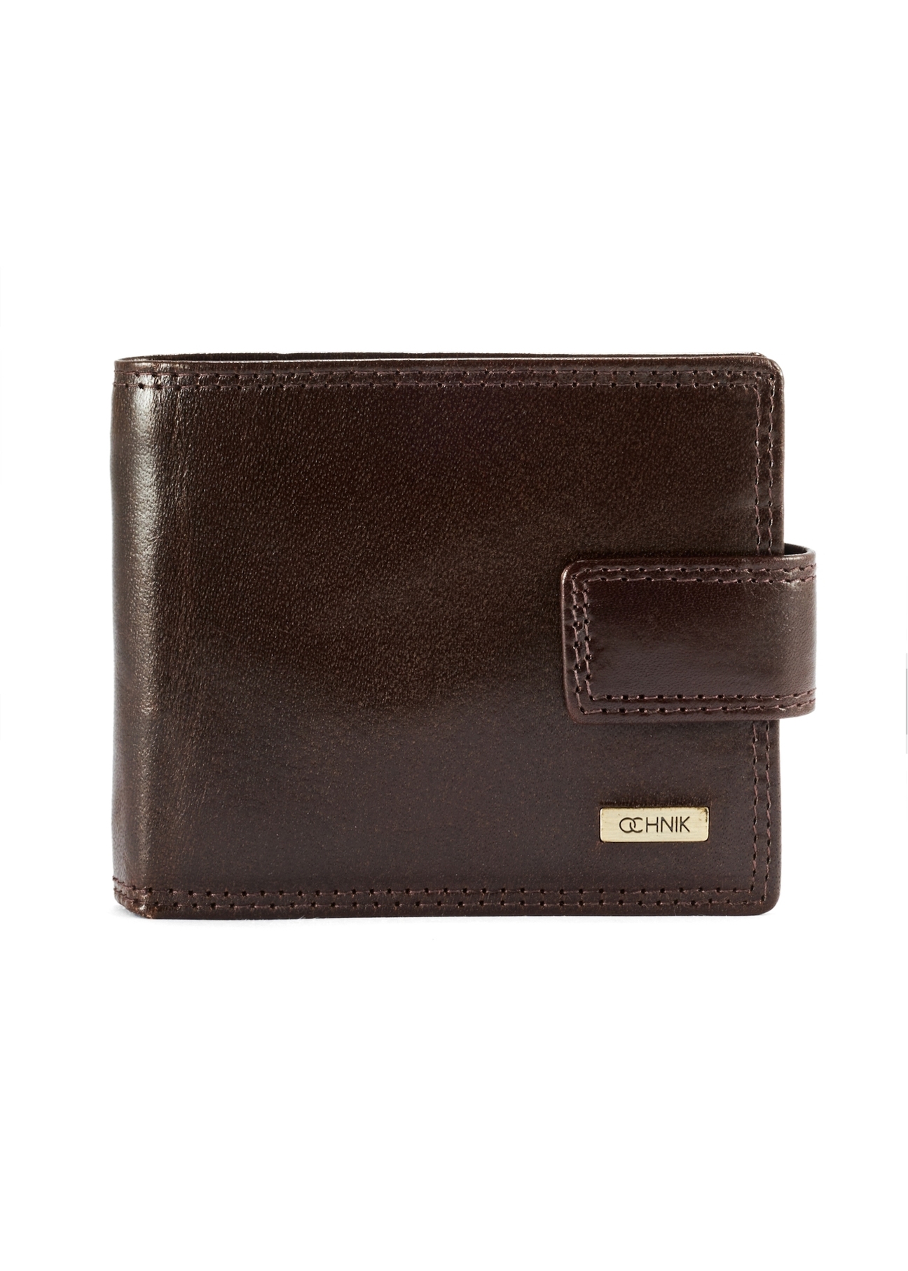 Chocolate men's leather wallet PL-105-89(KS) - front product view on white background.