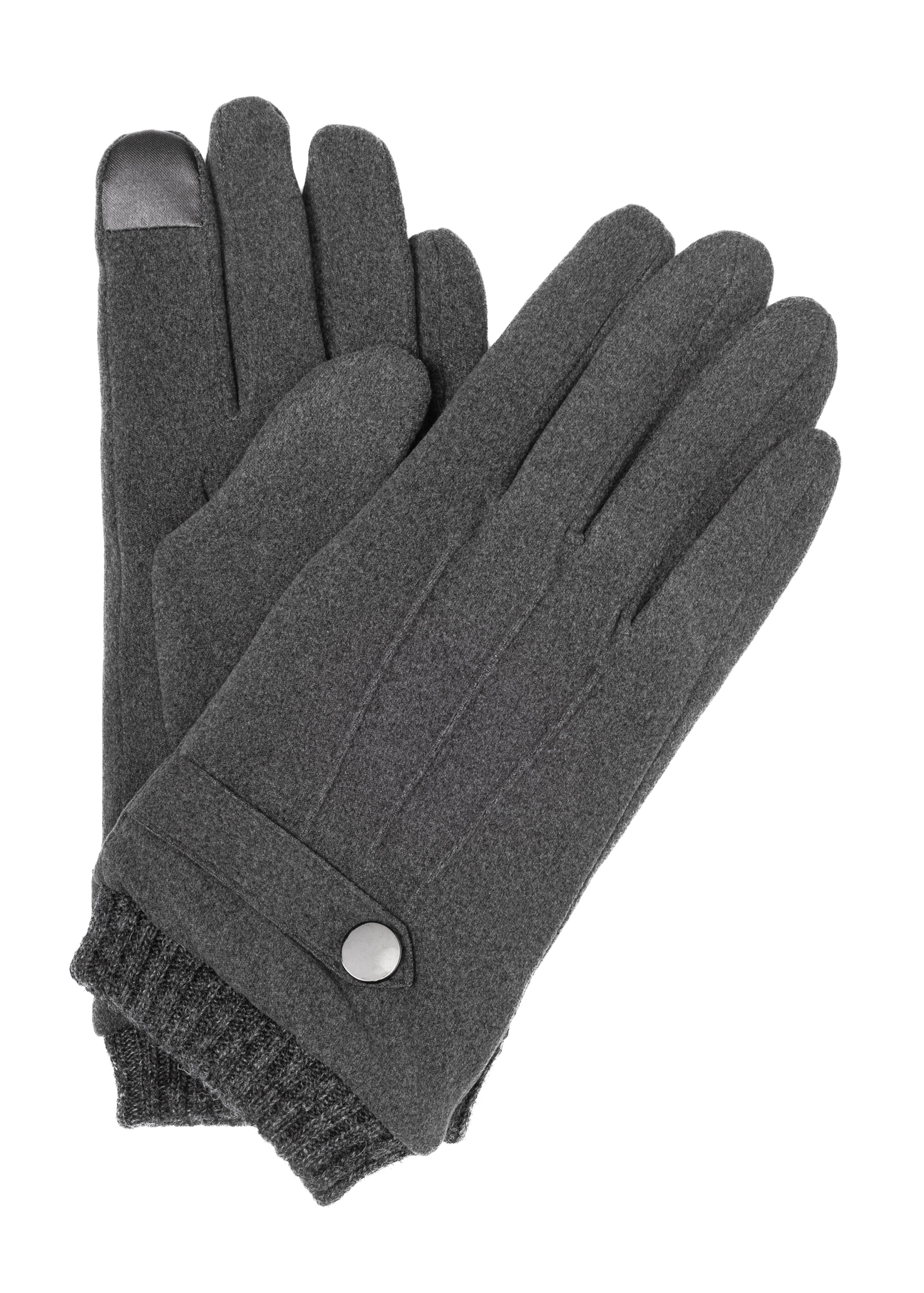 Gray insulated men's gloves REKMT-0004-9B(Z26) - product view from above, on a white background.