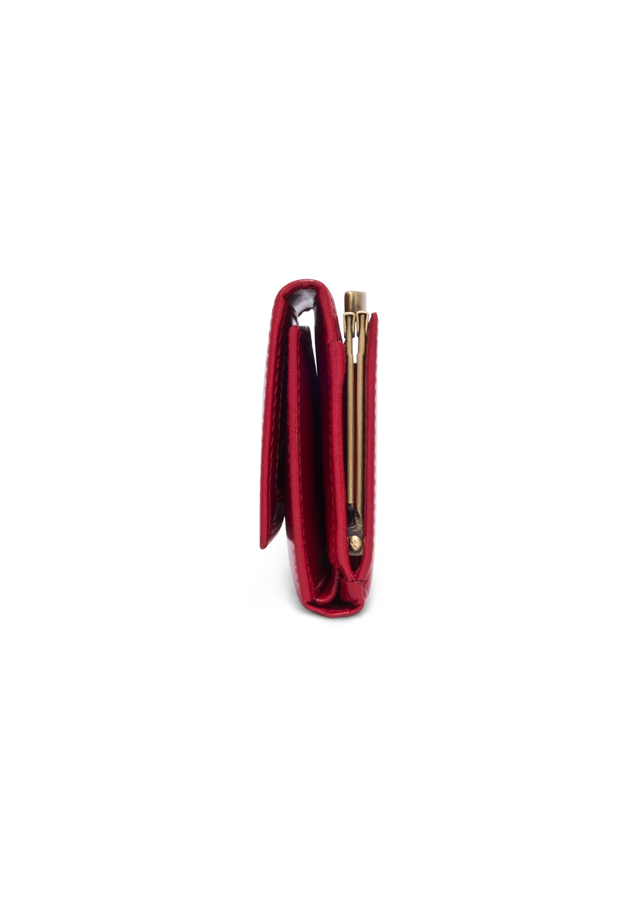 Red leather women's wallet PL-189-4B(KS), side product view on white background.
