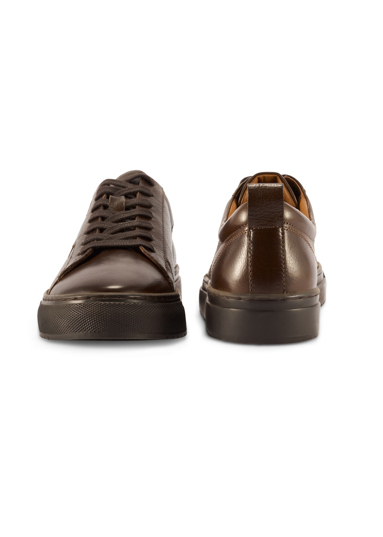 Dark brown men's leather shoes BUTYM-0430A-1I(W26), front and back product view on white background.
