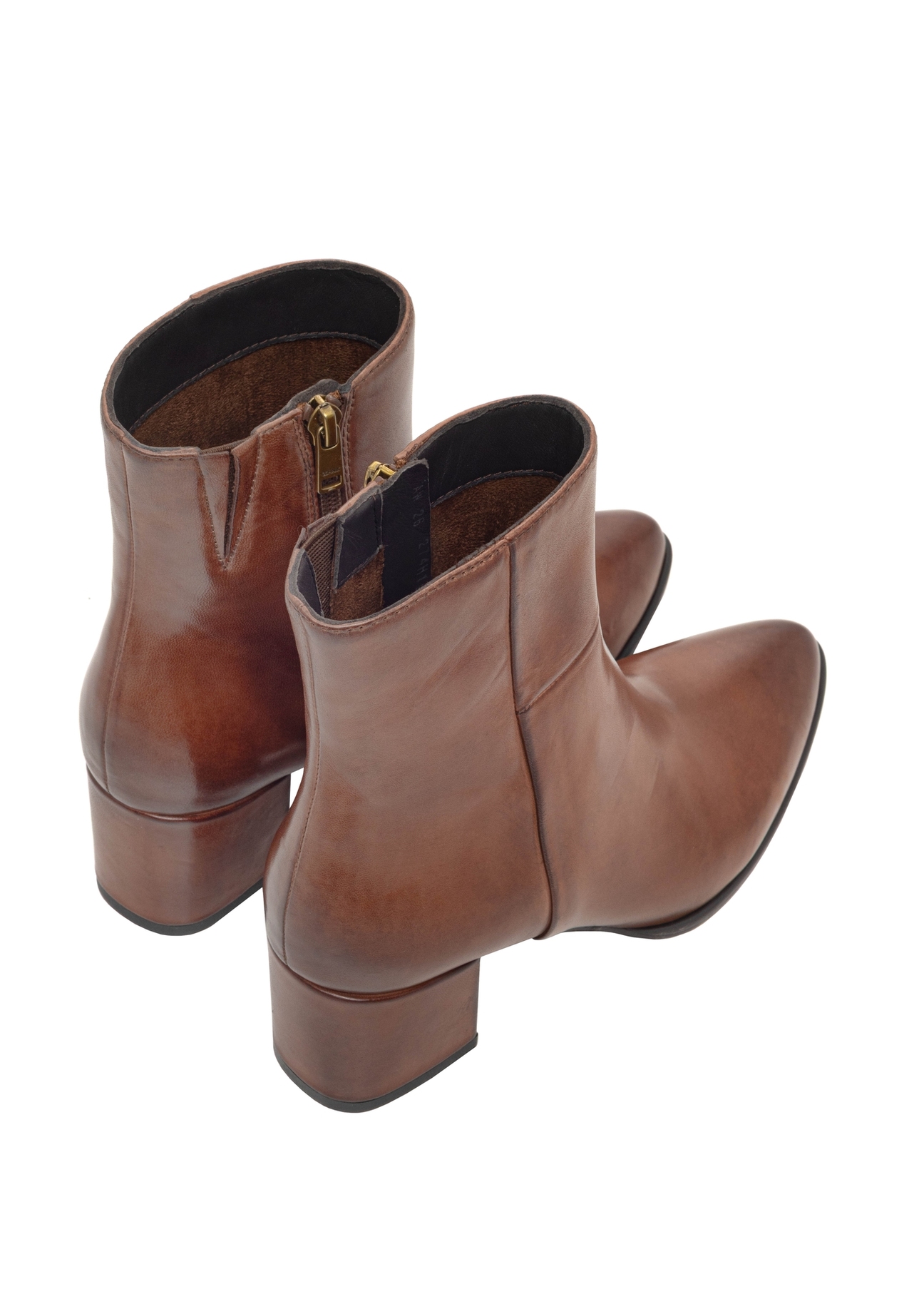 Women's leather ankle boots in cognac color BUTYD-1186-1F(Z26)