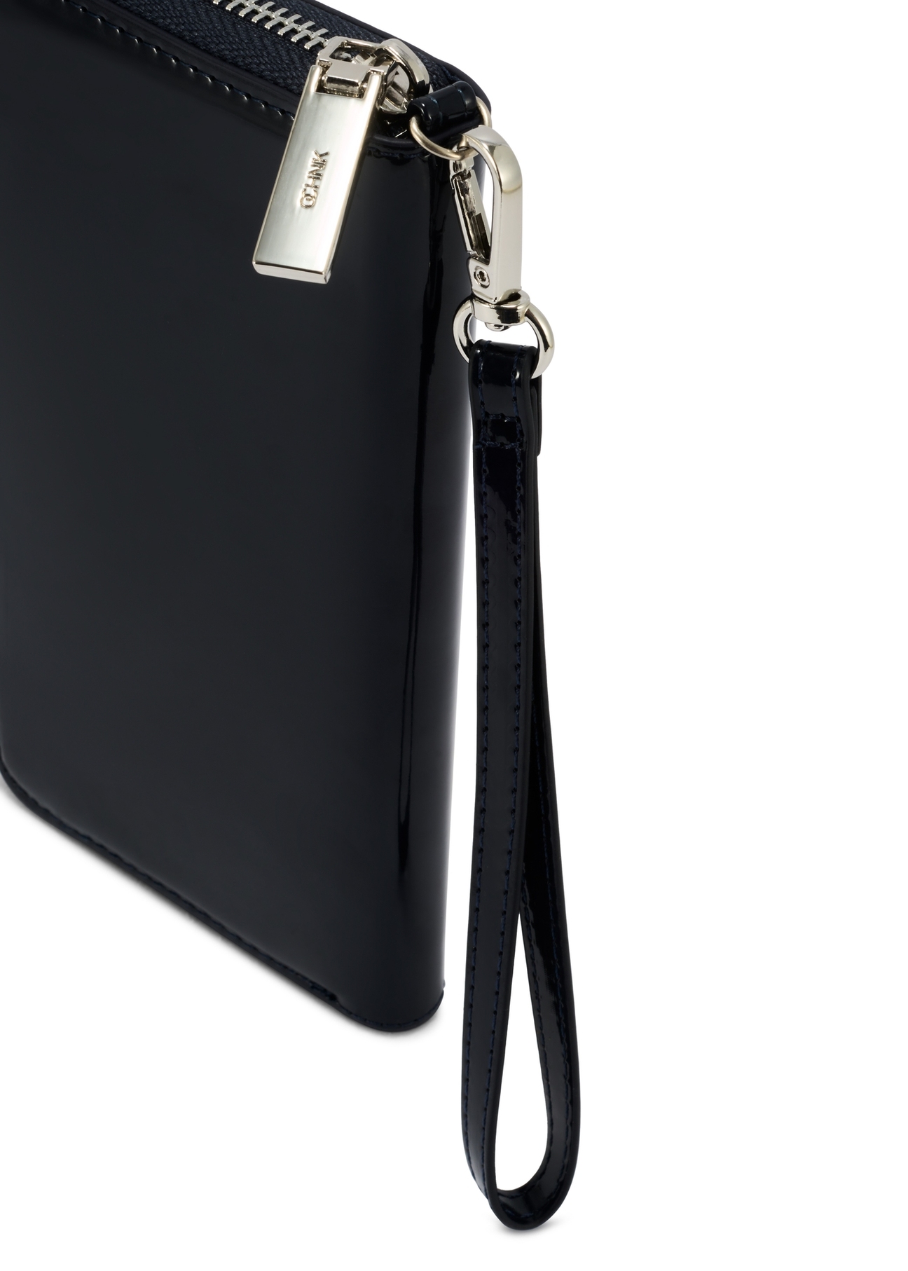 Large navy blue women's wallet POREC-0418-69(Z25), close-up of product detail, view on white background.