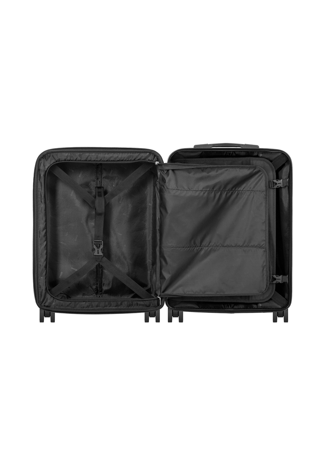 Small suitcase on wheels WALAB-0073-2X-19(W26), product view inside on white background.